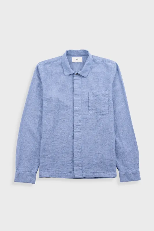 Patch Shirt - Light Indigo Basketweave made by Folk
