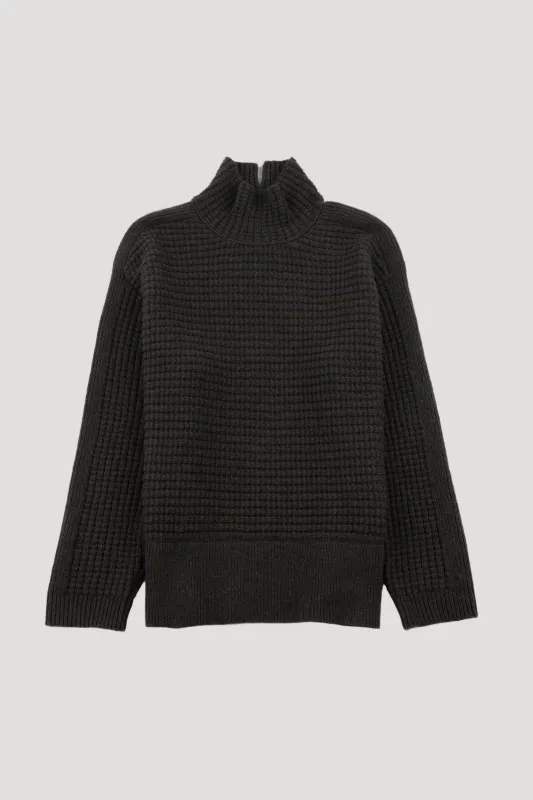 Funnel Neck Jumper - Dark Forest Green made by Folk