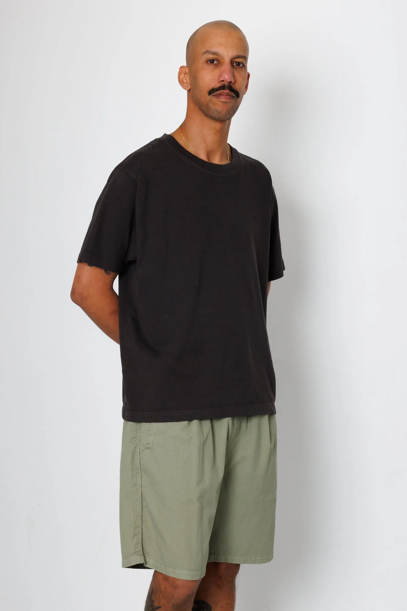 Relaxed Assembly Short - Light Sage Mini Stripe sold by Folk product image thumbnail 2