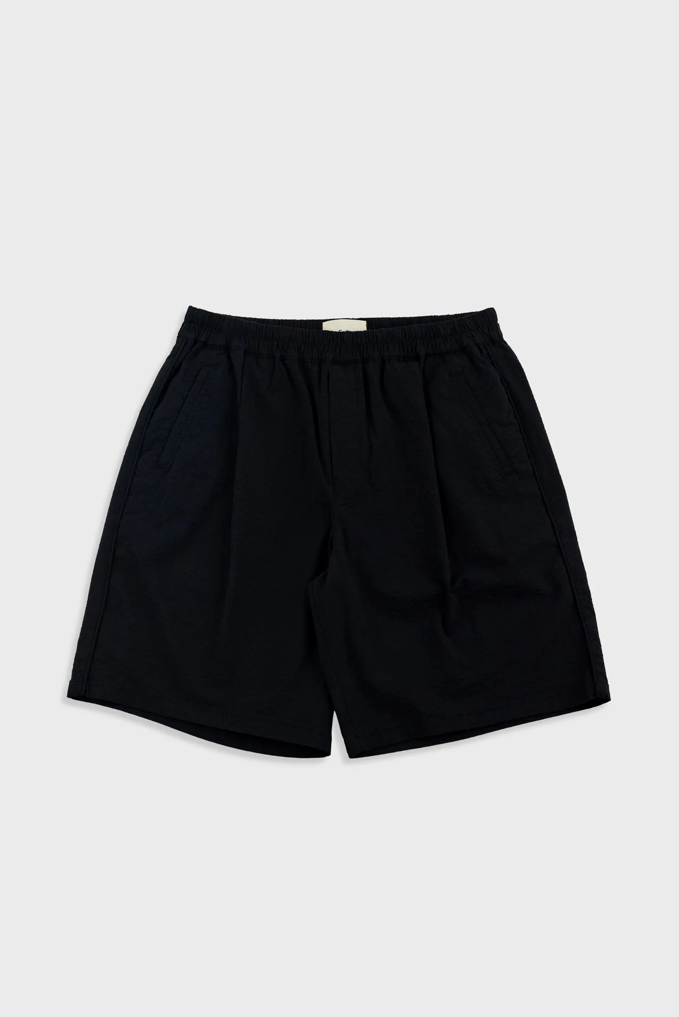 Relaxed Assembly Short - Black Seersucker sold by Folk