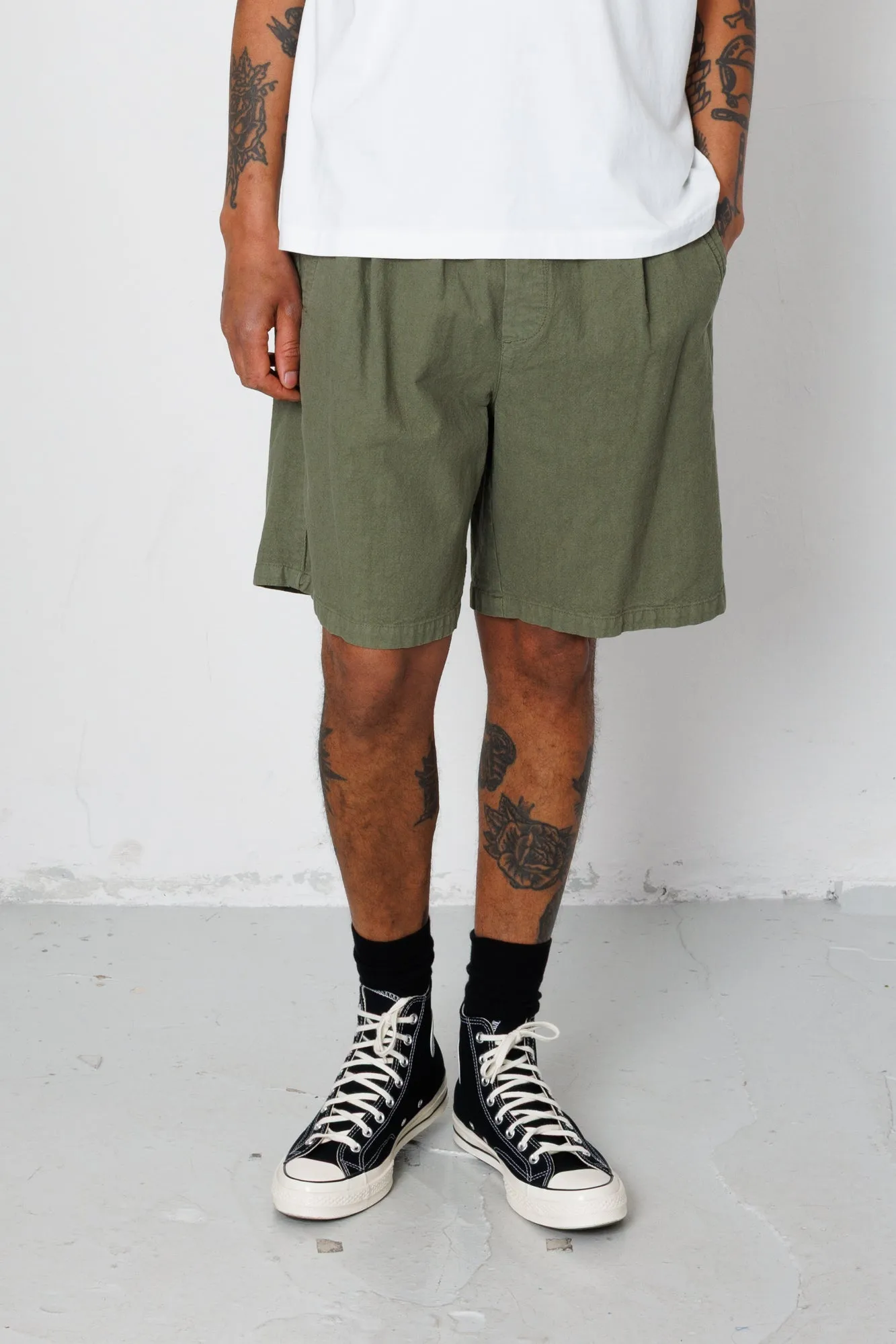 Relaxed Assembly Short - Dark Sage Cotton Linen sold by Folk product image thumbnail 4