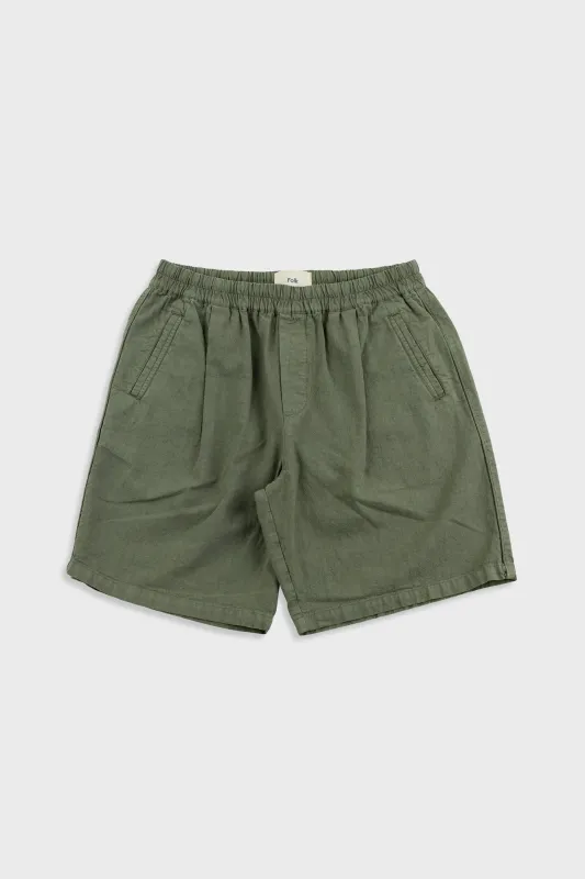 Relaxed Assembly Short - Dark Sage Cotton Linen made by Folk