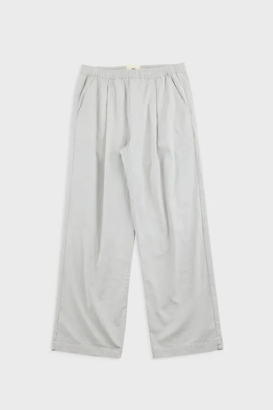 Drawcord Loose Trouser - Light Grey Seersucker made by Folk