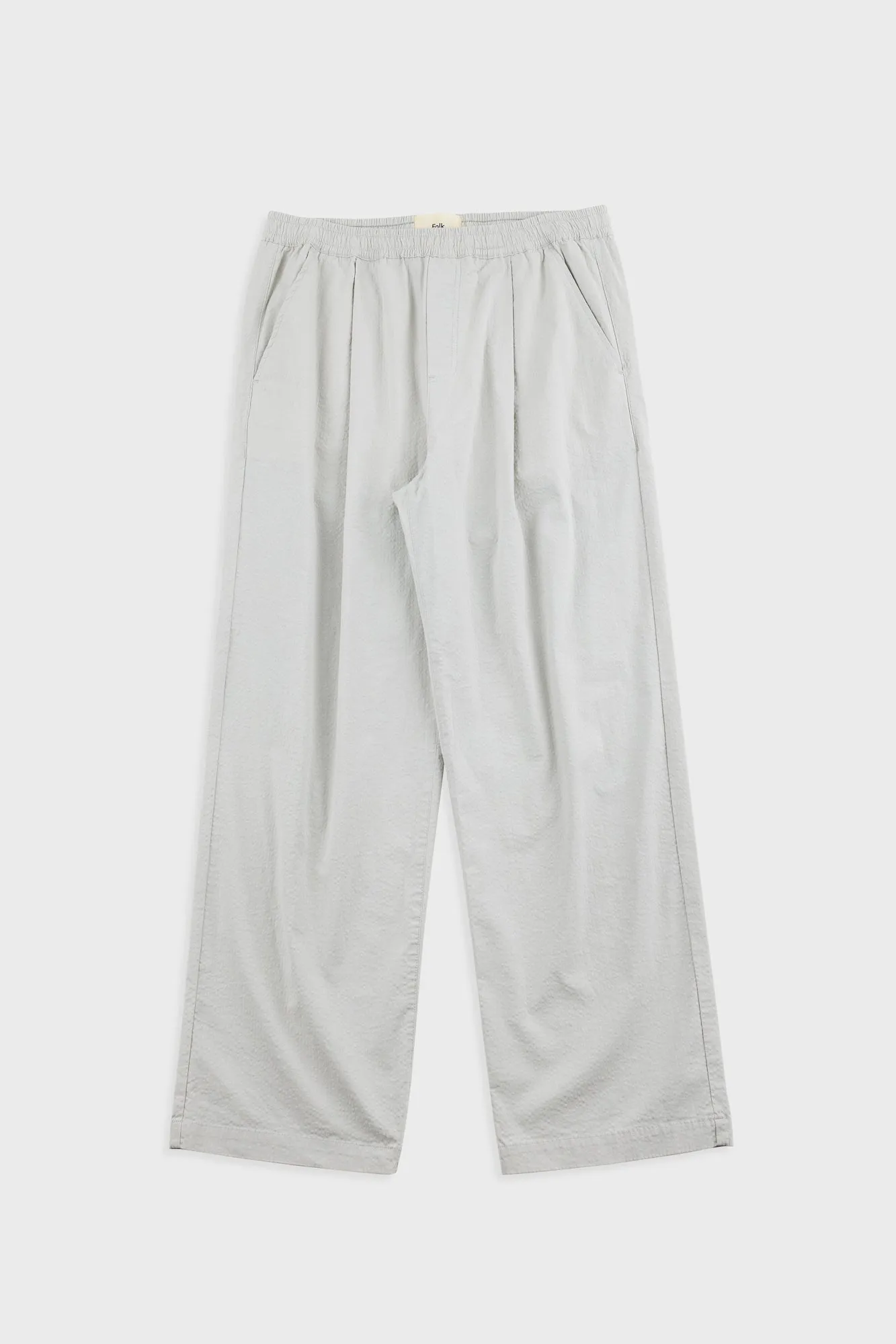 Drawcord Loose Trouser - Light Grey Seersucker sold by Folk