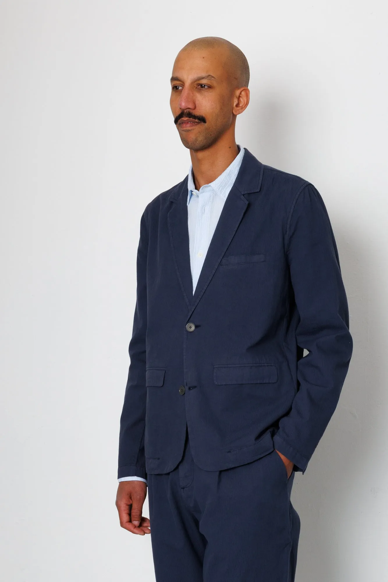 Assembly Blazer - Soft Navy Mini Stripe sold by Folk product image thumbnail 3