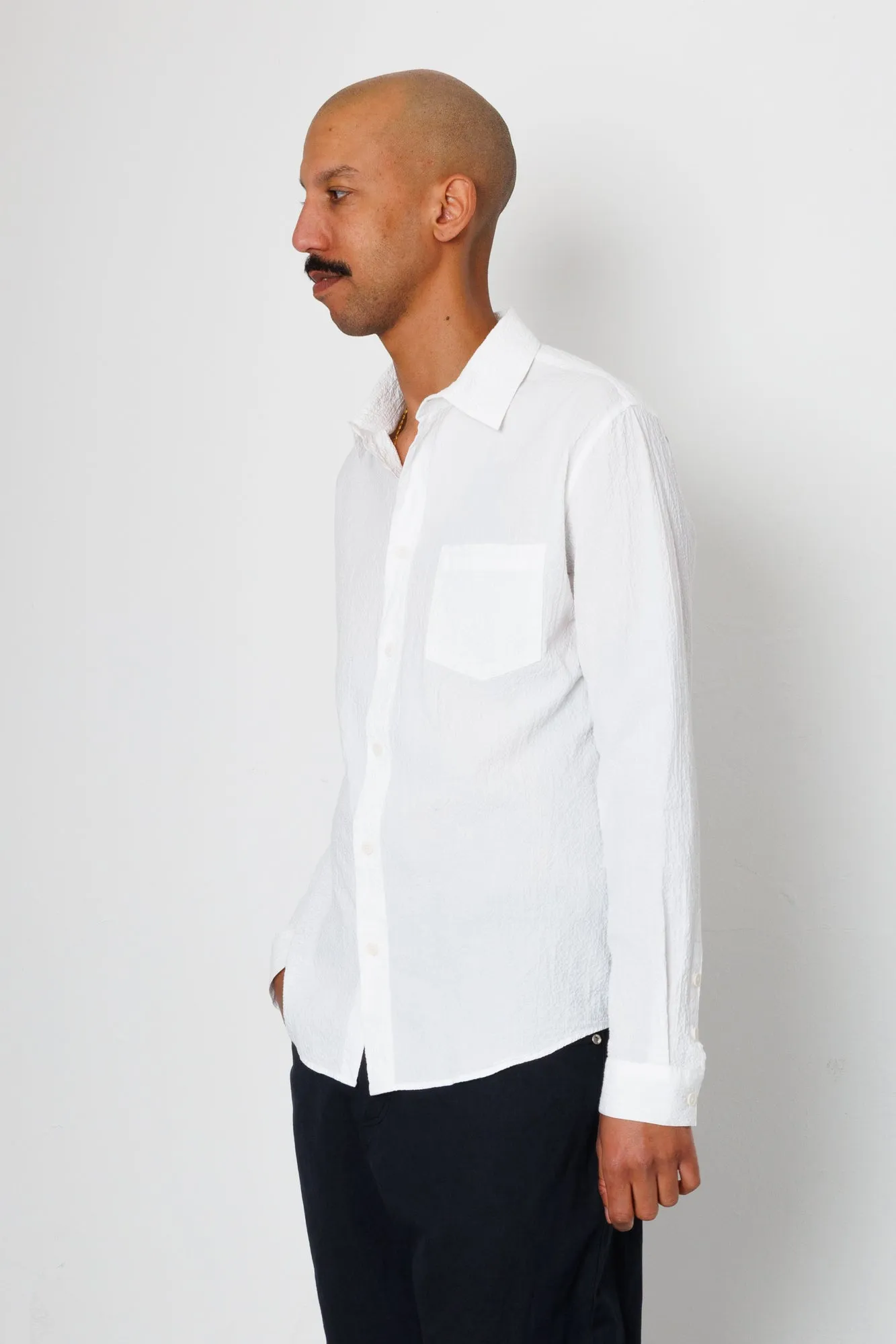 Relaxed Fit Shirt - White Bubble Seersucker sold by Folk product image thumbnail 2