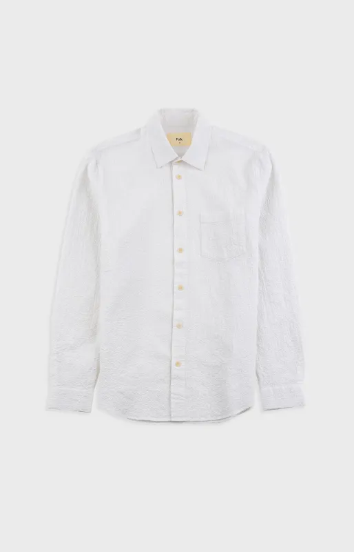 Relaxed Fit Shirt - White Bubble Seersucker made by Folk