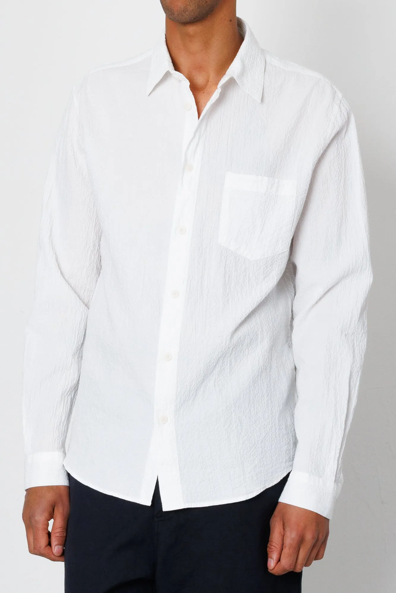 Relaxed Fit Shirt - White Bubble Seersucker sold by Folk product image thumbnail 4