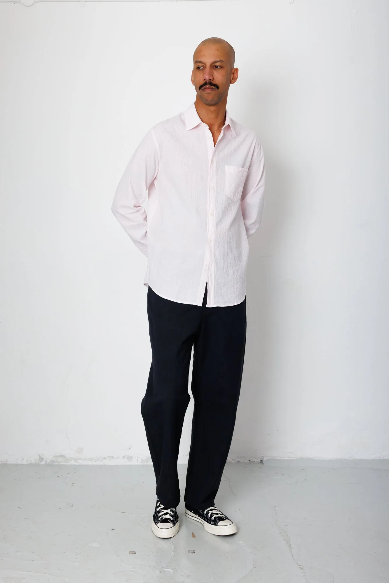 Relaxed Fit Shirt - Pink Fine Stripe sold by Folk product image thumbnail 3