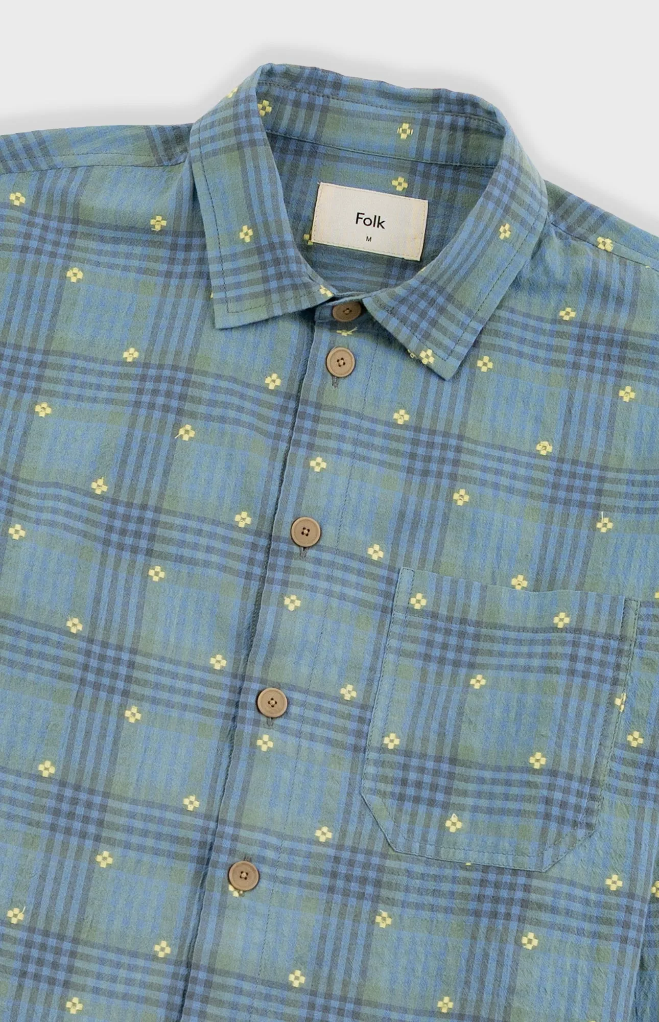 Easy Fit Shirt - Blue Yellow Flower Check | Folk x Goss Brothers sold by Folk product image thumbnail 4