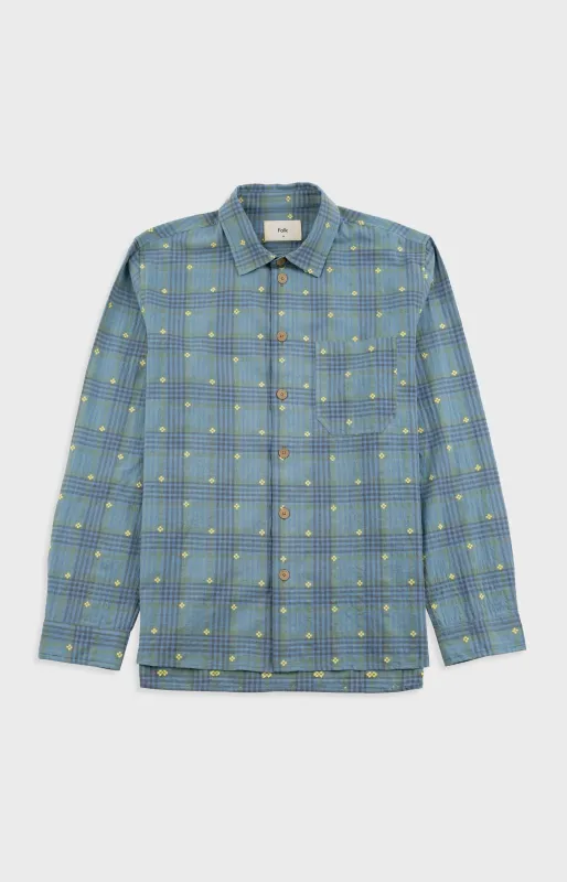 Easy Fit Shirt - Blue Yellow Flower Check | Folk x Goss Brothers made by Folk