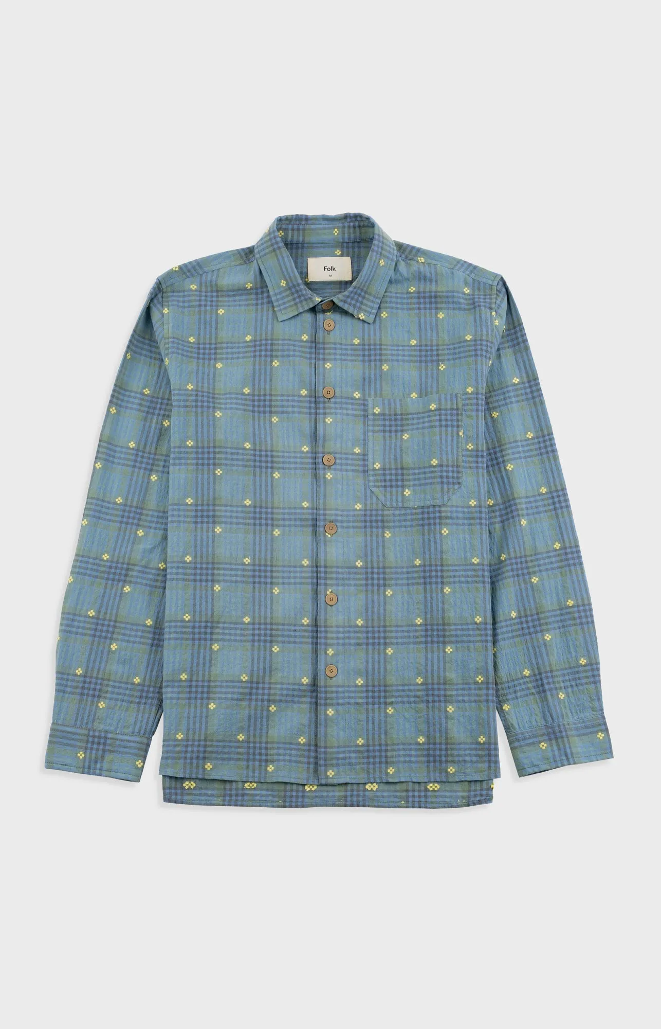 Easy Fit Shirt - Blue Yellow Flower Check | Folk x Goss Brothers sold by Folk