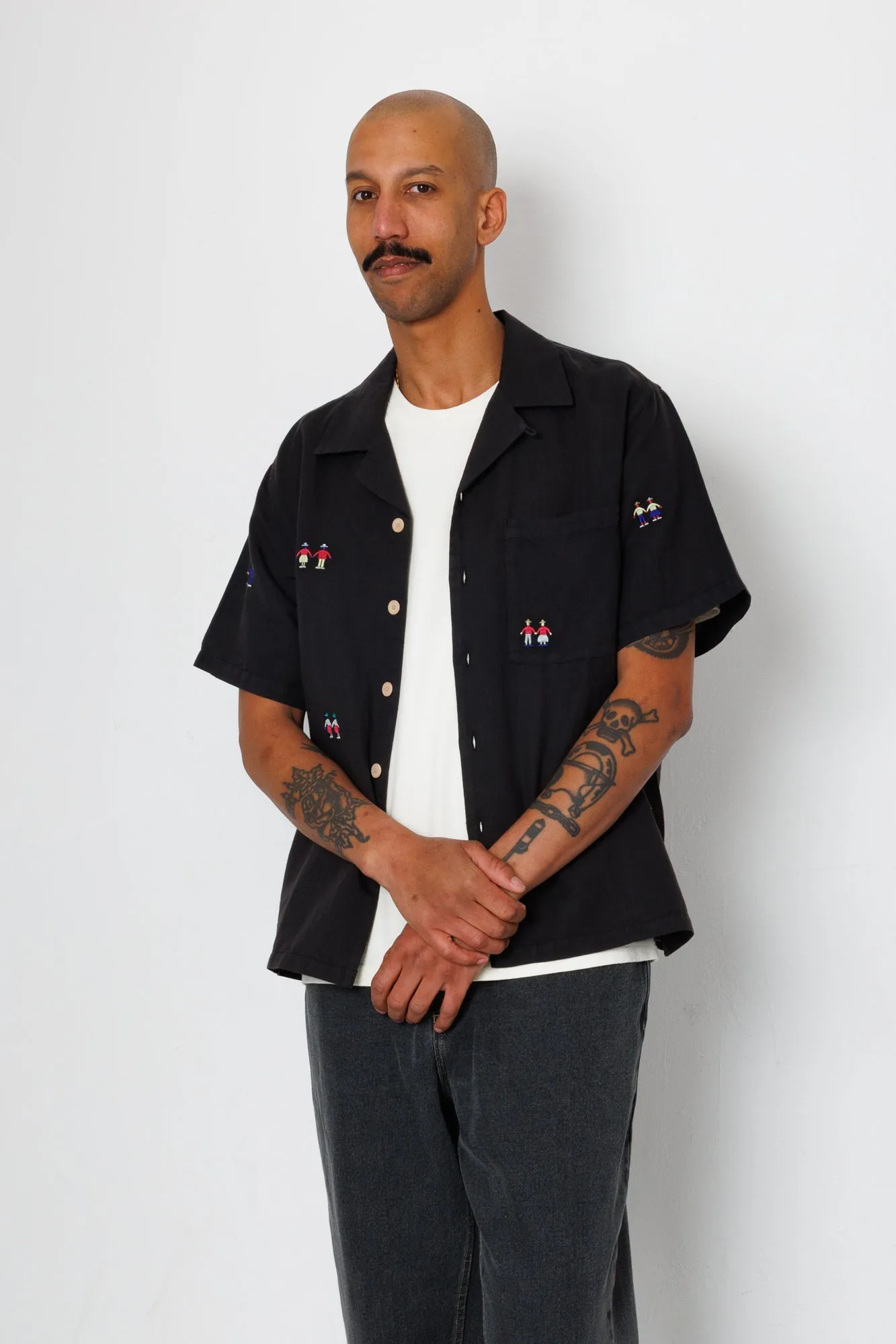 Relaxed Soft Collar Shirt - Soft Black Embroidery | END. Exclusive sold by Folk product image thumbnail 2