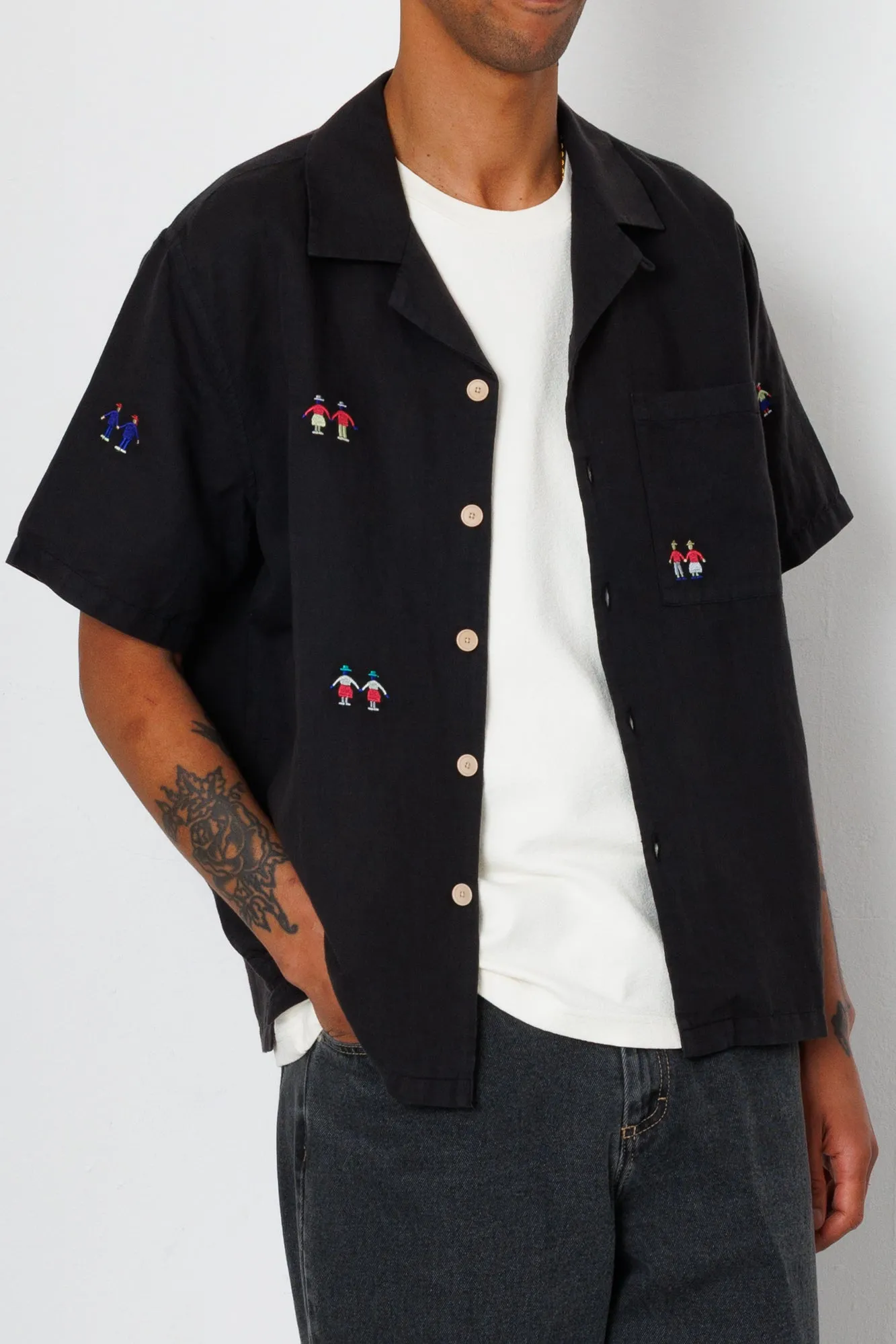 Relaxed Soft Collar Shirt - Soft Black Embroidery | END. Exclusive sold by Folk product image thumbnail 3