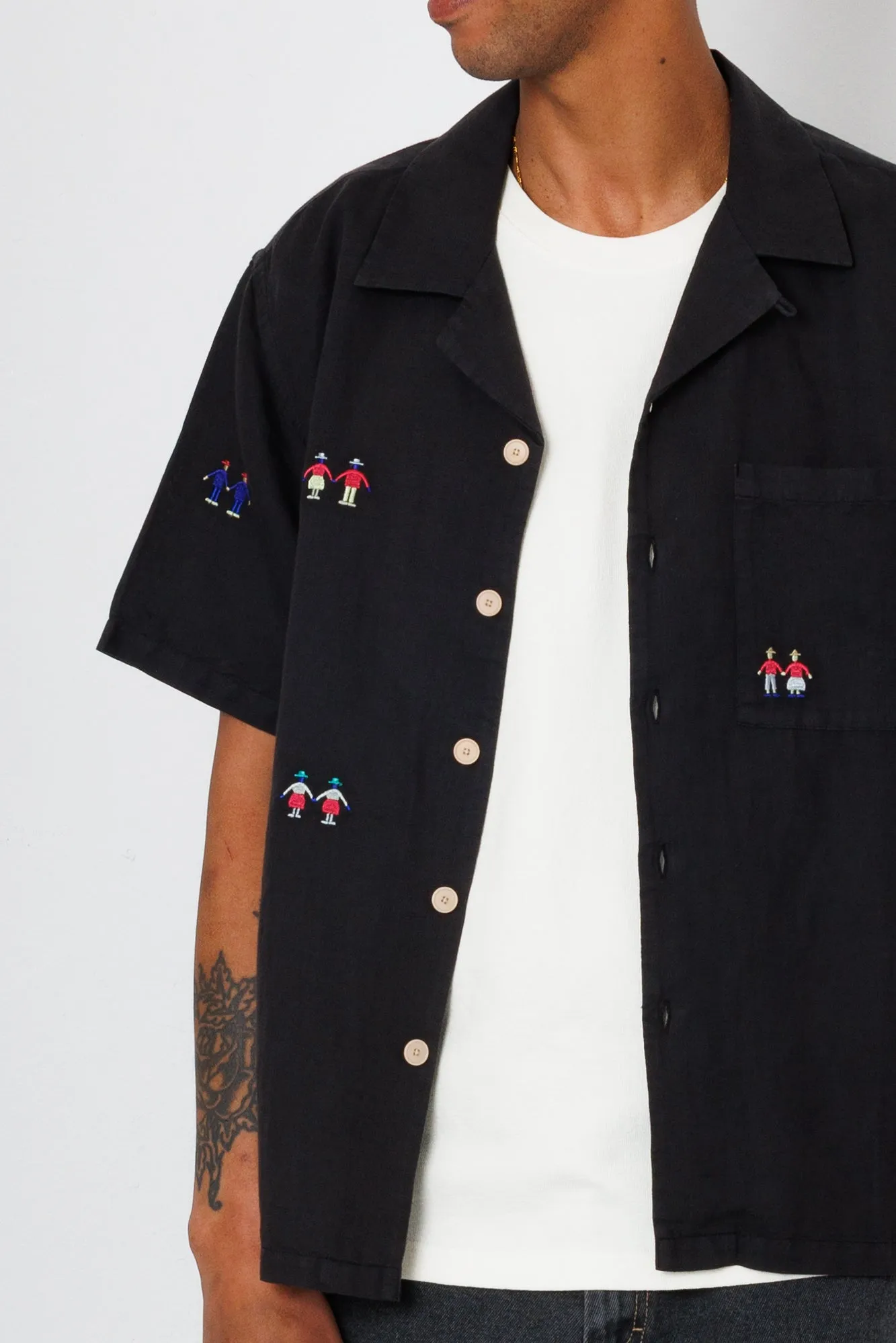 Relaxed Soft Collar Shirt - Soft Black Embroidery | END. Exclusive sold by Folk product image thumbnail 4