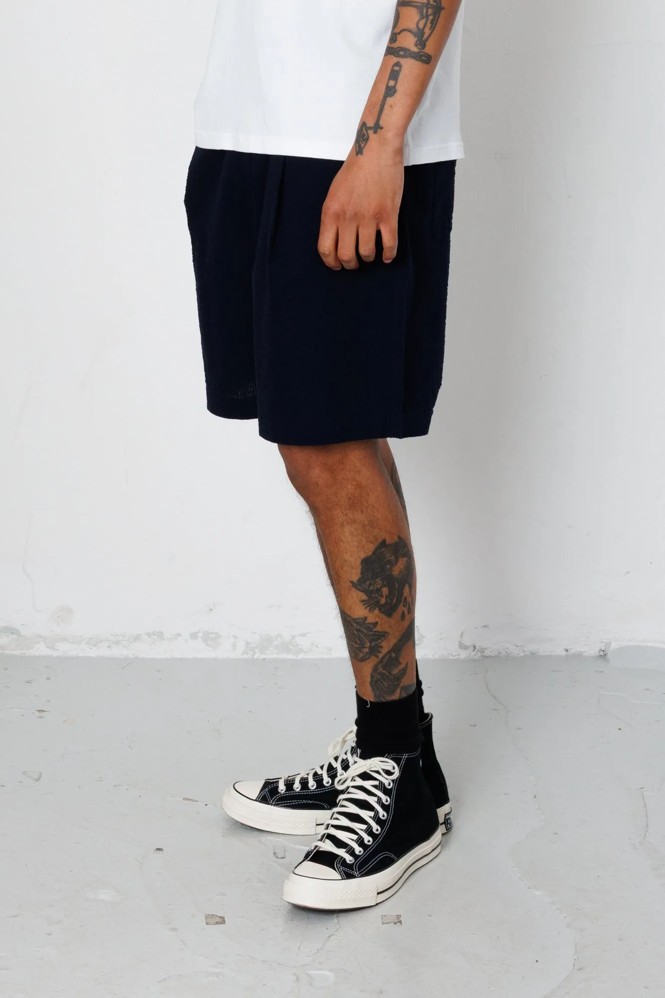 Elasticated Wide Fit Short - Navy Seersucker sold by Folk product image thumbnail 2