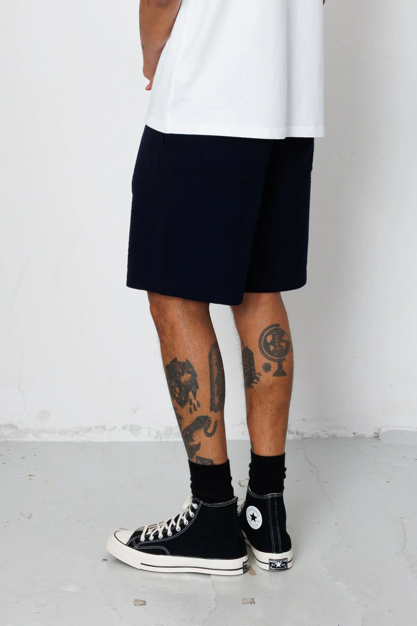 Elasticated Wide Fit Short - Navy Seersucker sold by Folk product image thumbnail 5