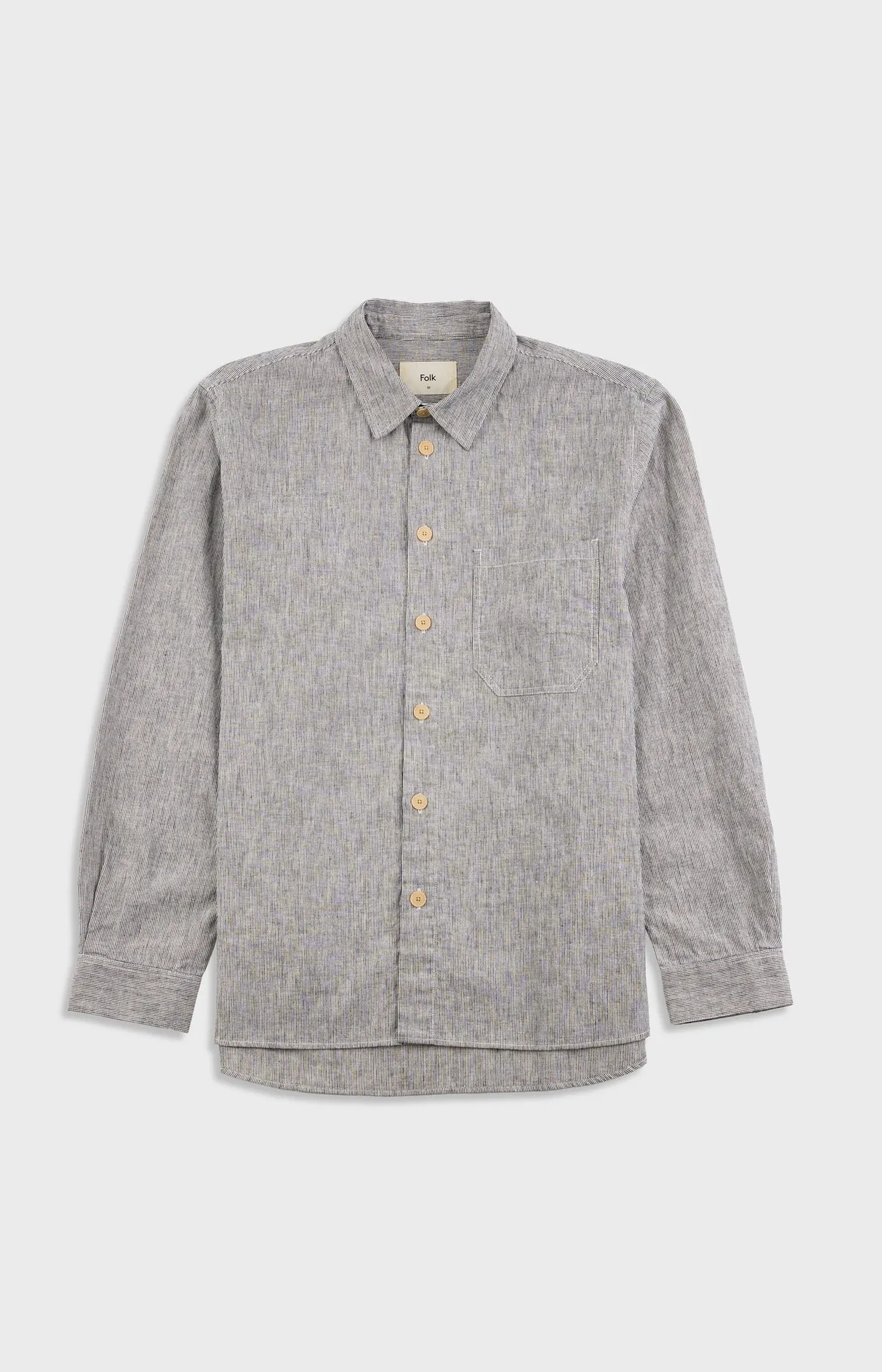 Easy Fit Shirt - Black Linen Stripe sold by Folk