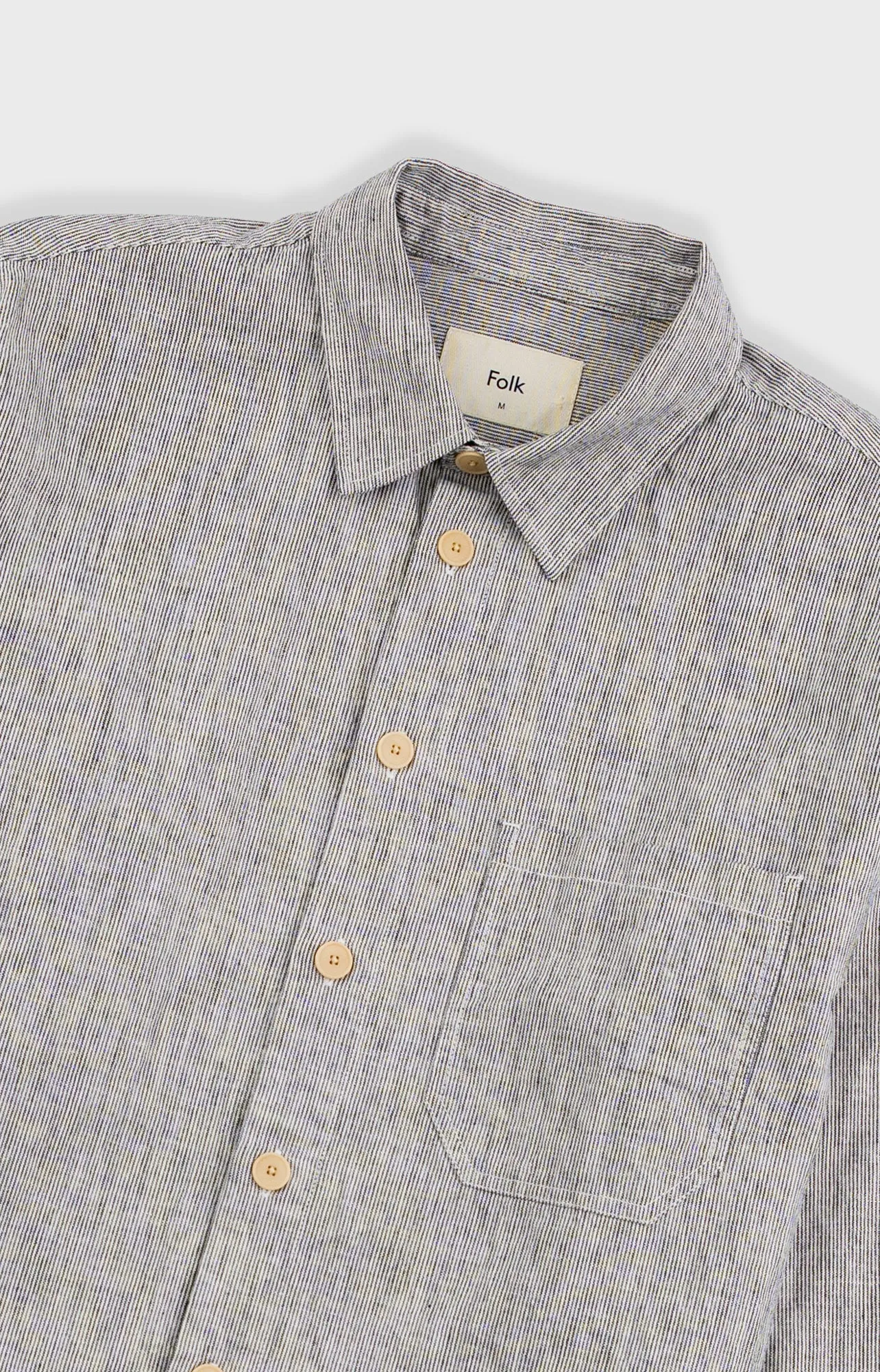 Easy Fit Shirt - Black Linen Stripe sold by Folk product image thumbnail 5