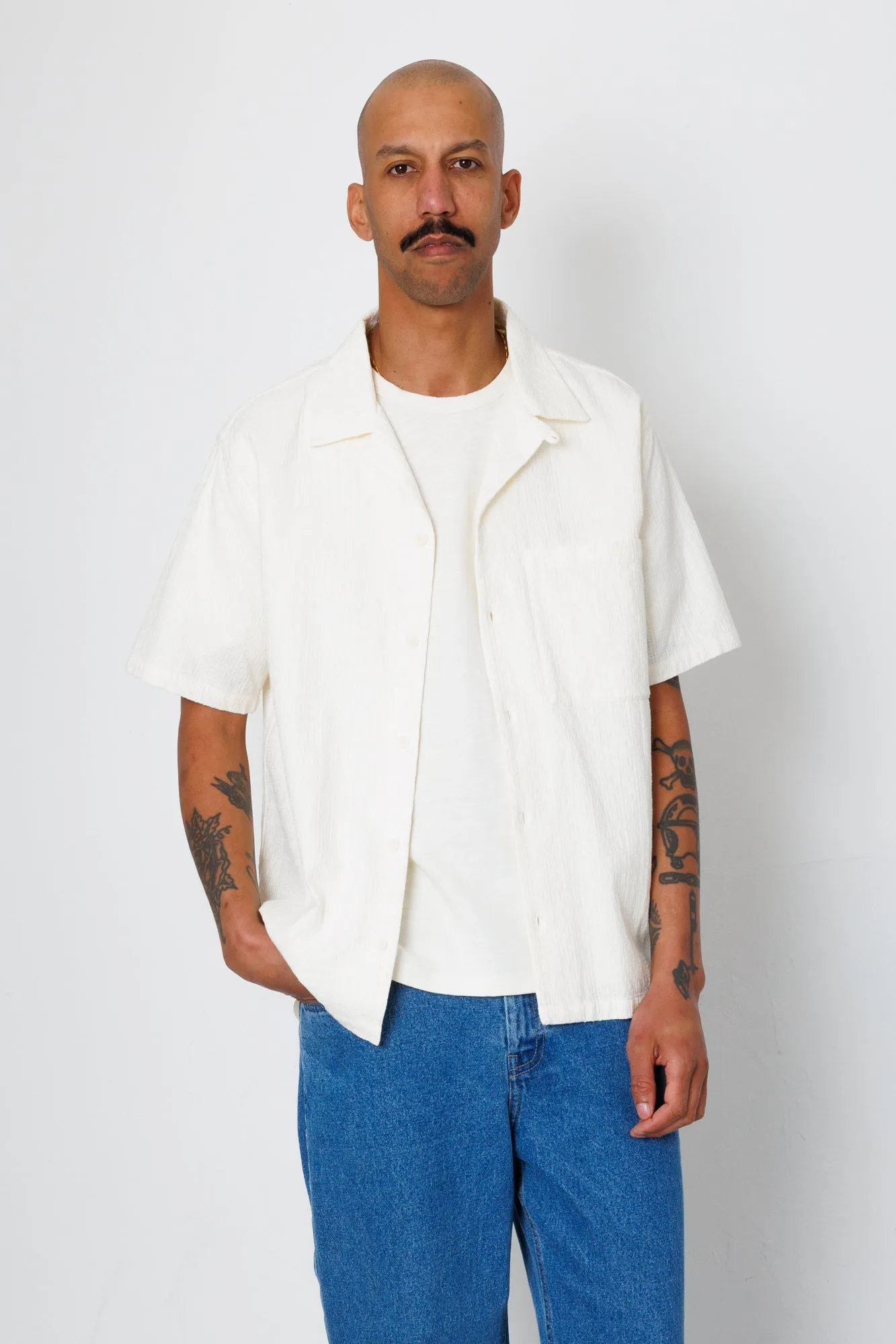 Relaxed Soft Collar Shirt - Ecru Tapestry sold by Folk product image thumbnail 2