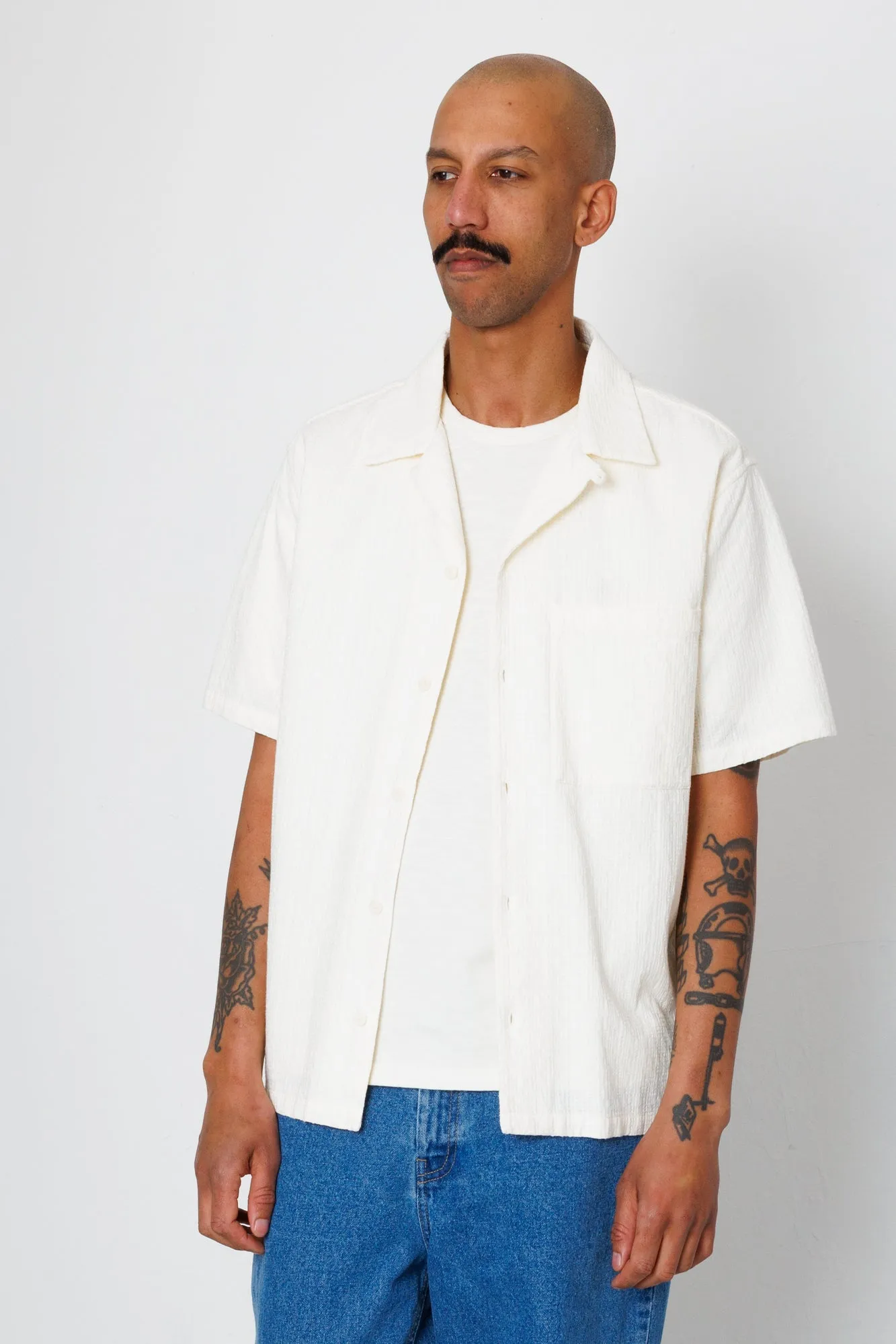 Relaxed Soft Collar Shirt - Ecru Tapestry sold by Folk product image thumbnail 4