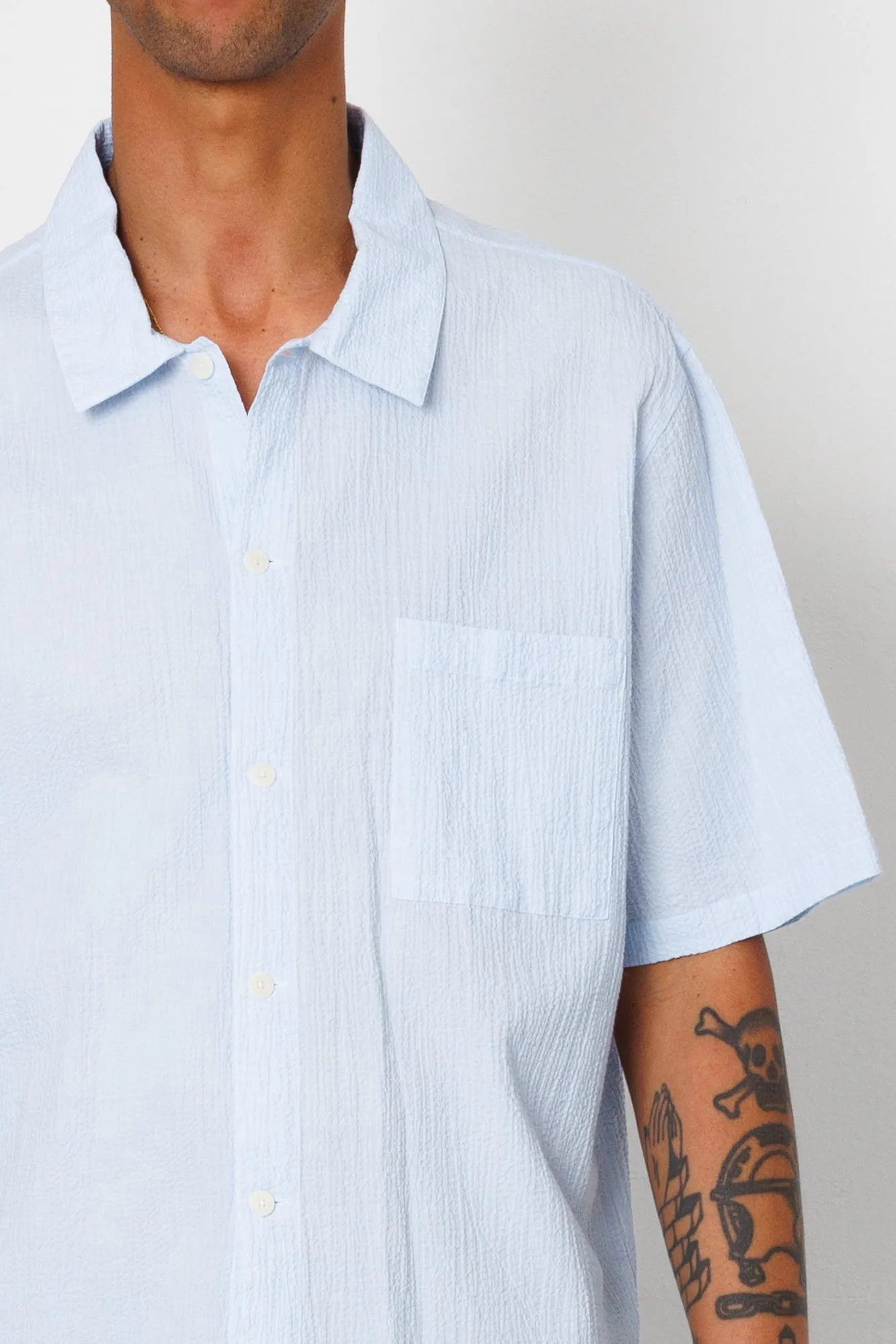 Gabe Shirt - Light Blue Textured sold by Folk product image thumbnail 5