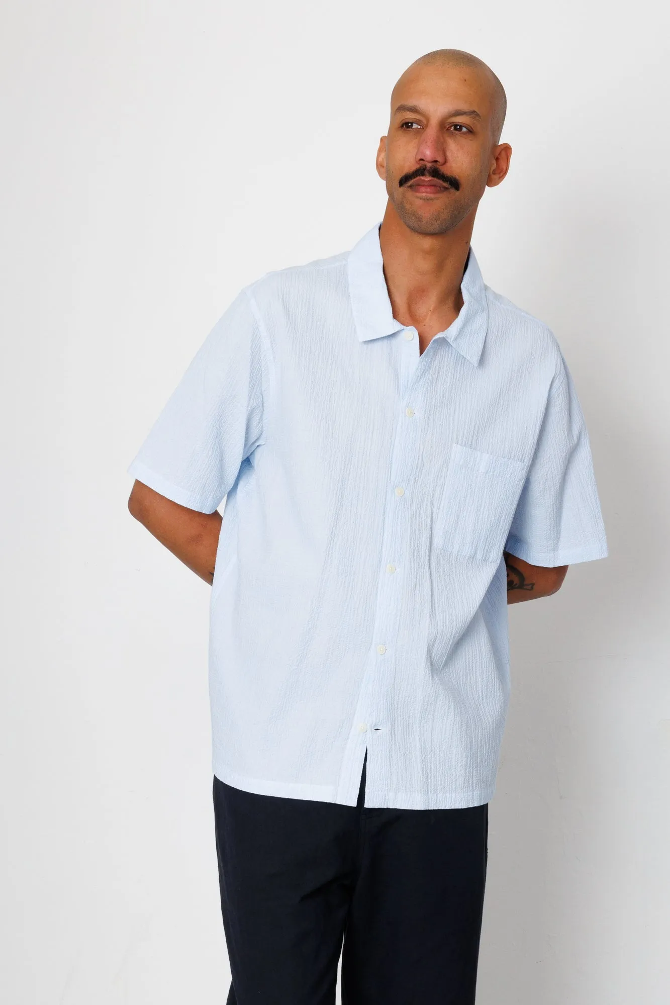 Gabe Shirt - Light Blue Textured sold by Folk product image thumbnail 4