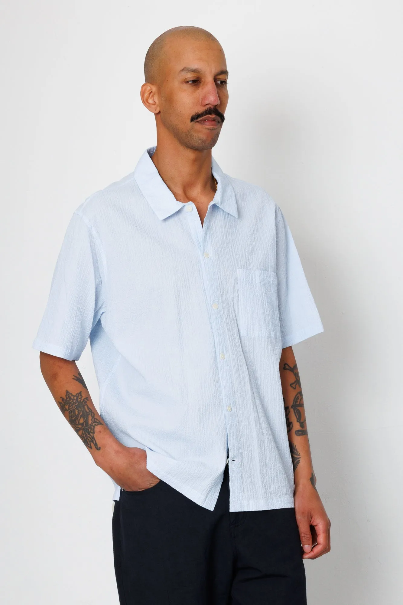 Gabe Shirt - Light Blue Textured sold by Folk product image thumbnail 2
