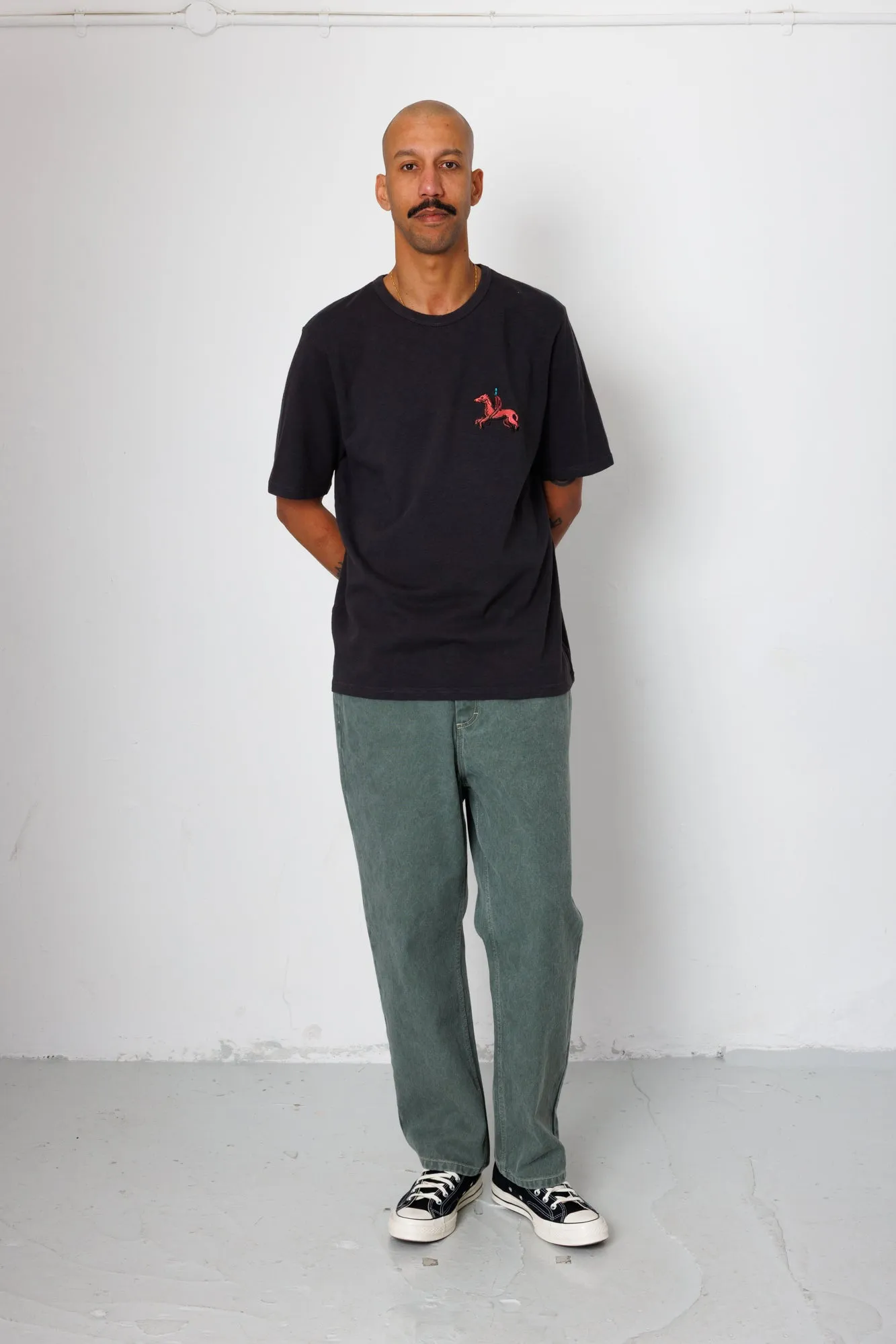 Slub Embroidery T-Shirt - Black Carousel | Folk x Goss Brothers sold by Folk