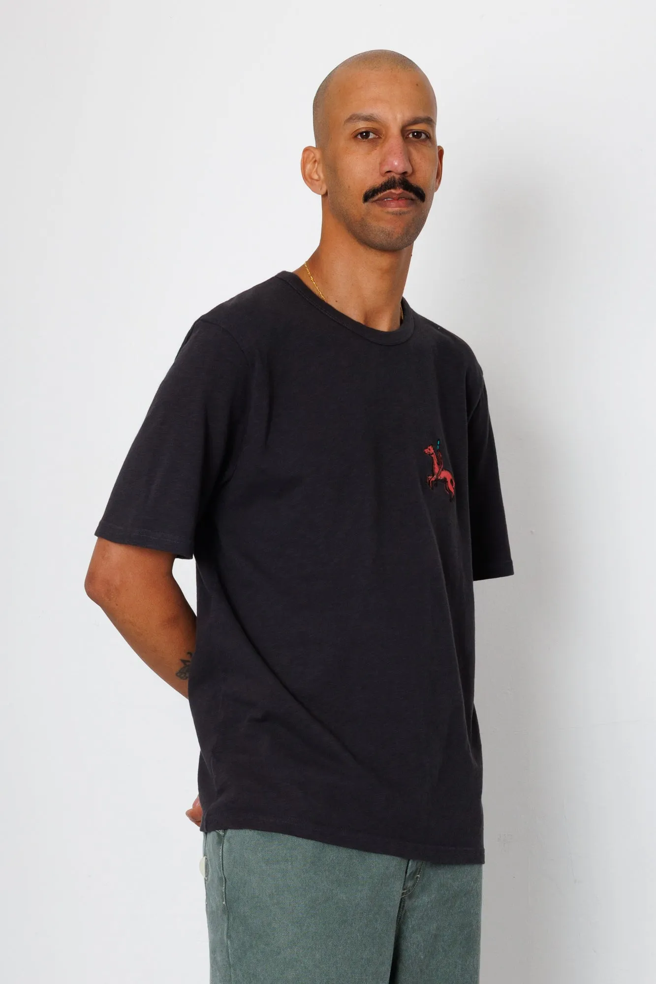 Slub Embroidery T-Shirt - Black Carousel | Folk x Goss Brothers sold by Folk product image thumbnail 2