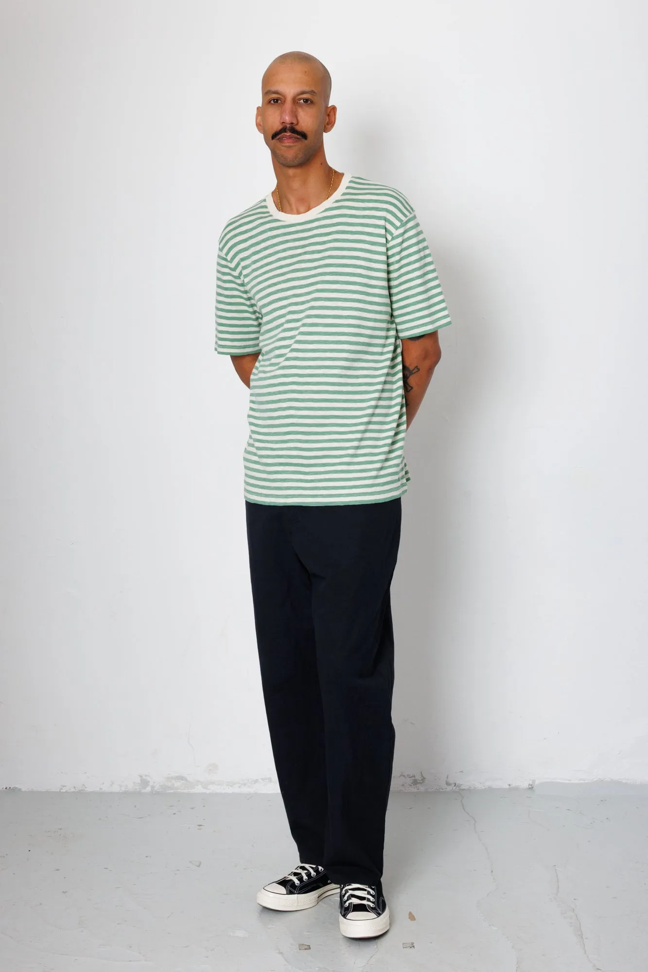 Classic Striped T-Shirt - Soft Green / Ecru sold by Folk product image thumbnail 2