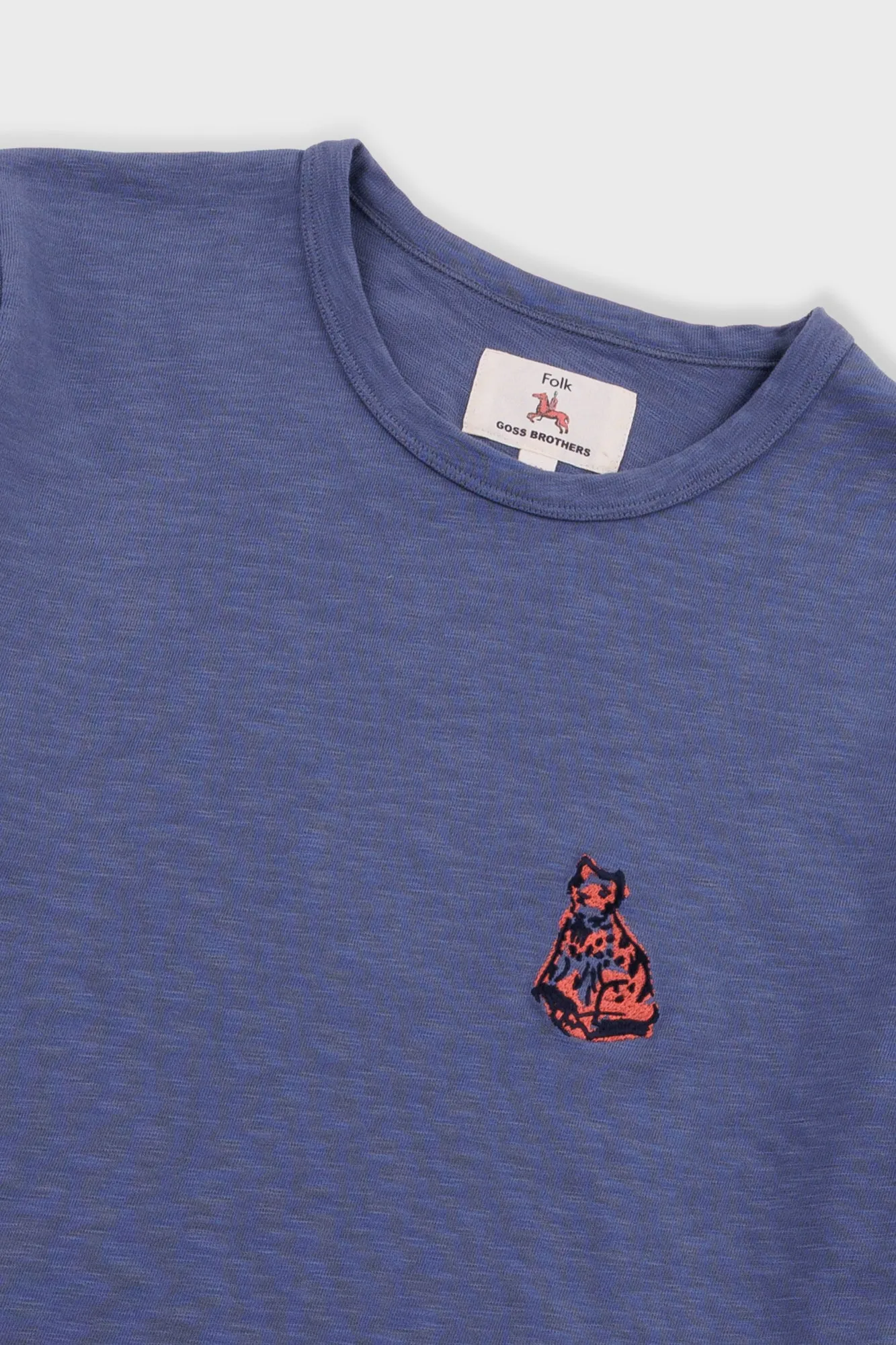 Slub Embroidery T-Shirt - Navy Jungle Cat | Folk x Goss Brothers sold by Folk product image thumbnail 2