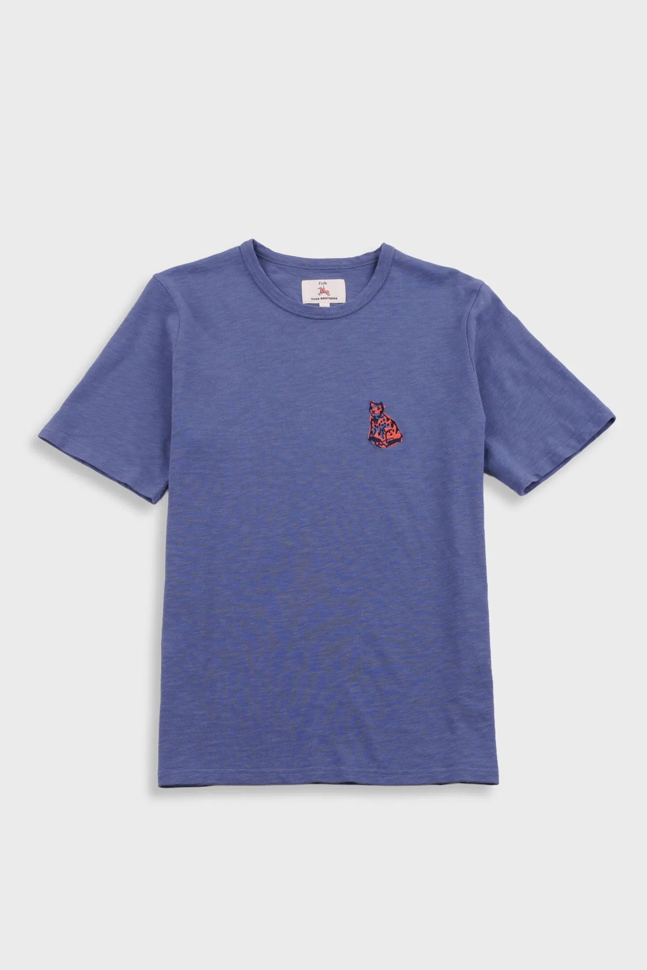 Slub Embroidery T-Shirt - Navy Jungle Cat | Folk x Goss Brothers sold by Folk