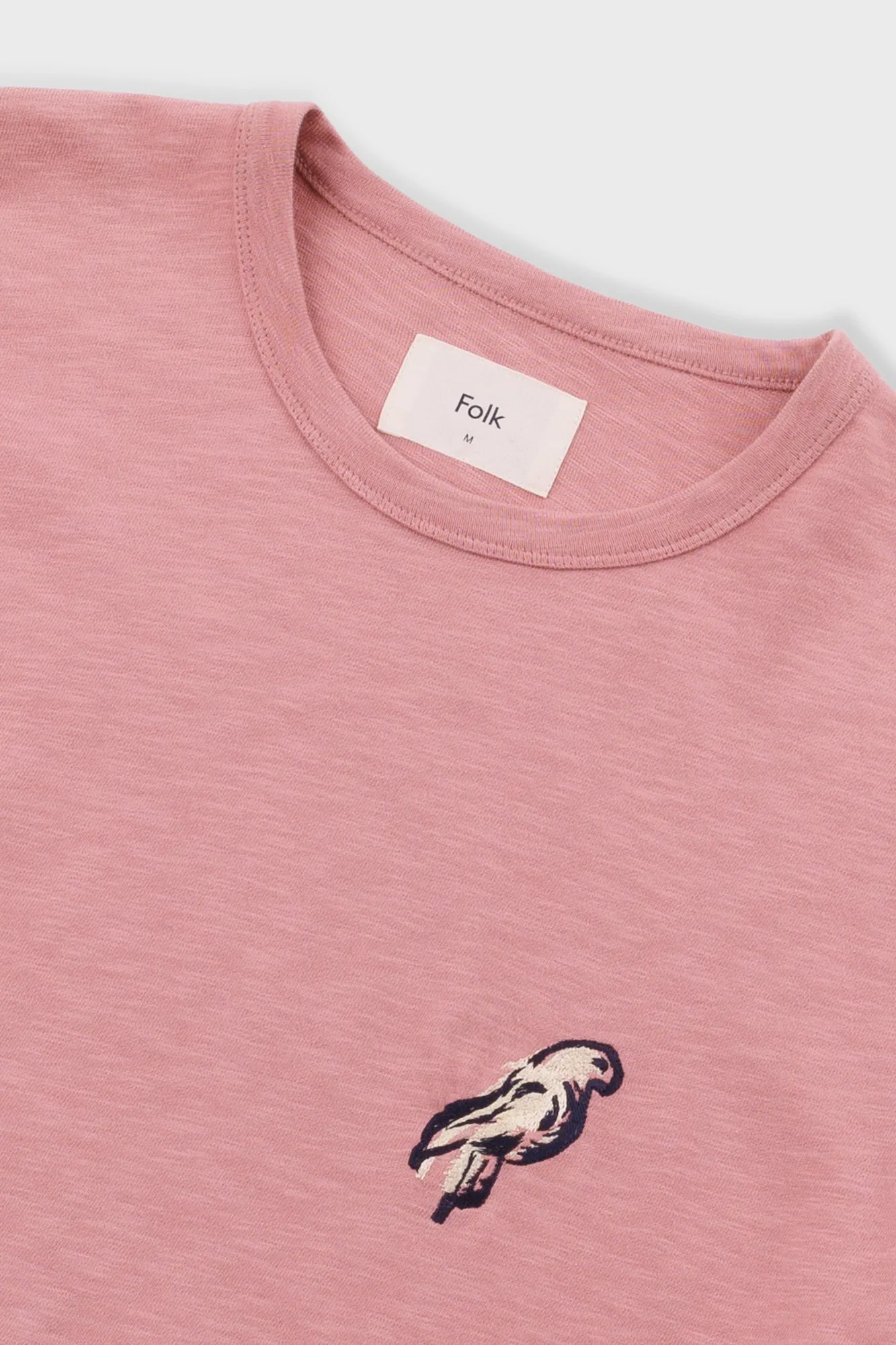 Slub Embroidery T-Shirt - Dusty Pink Parrot | Folk x Goss Brothers sold by Folk product image thumbnail 3