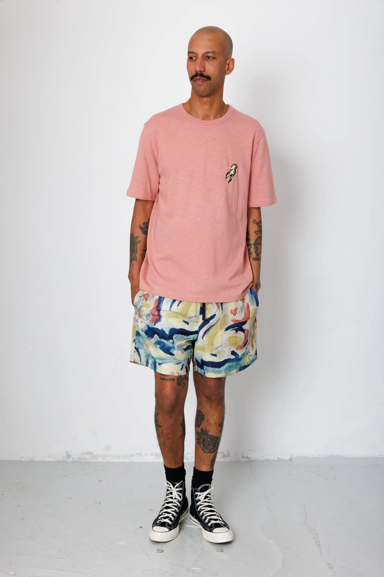 Slub Embroidery T-Shirt - Dusty Pink Parrot | Folk x Goss Brothers sold by Folk product image thumbnail 2