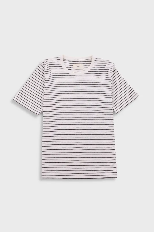 Short Sleeve Textured Striped T-Shirt - Ecru / Black made by Folk