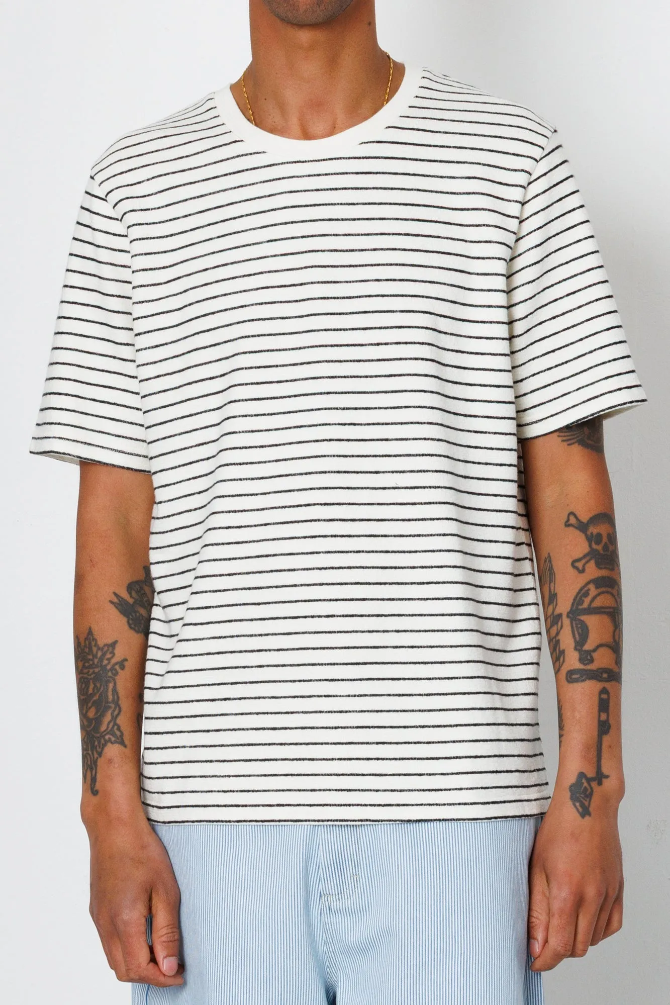 Short Sleeve Textured Striped T-Shirt - Ecru / Black sold by Folk product image thumbnail 5