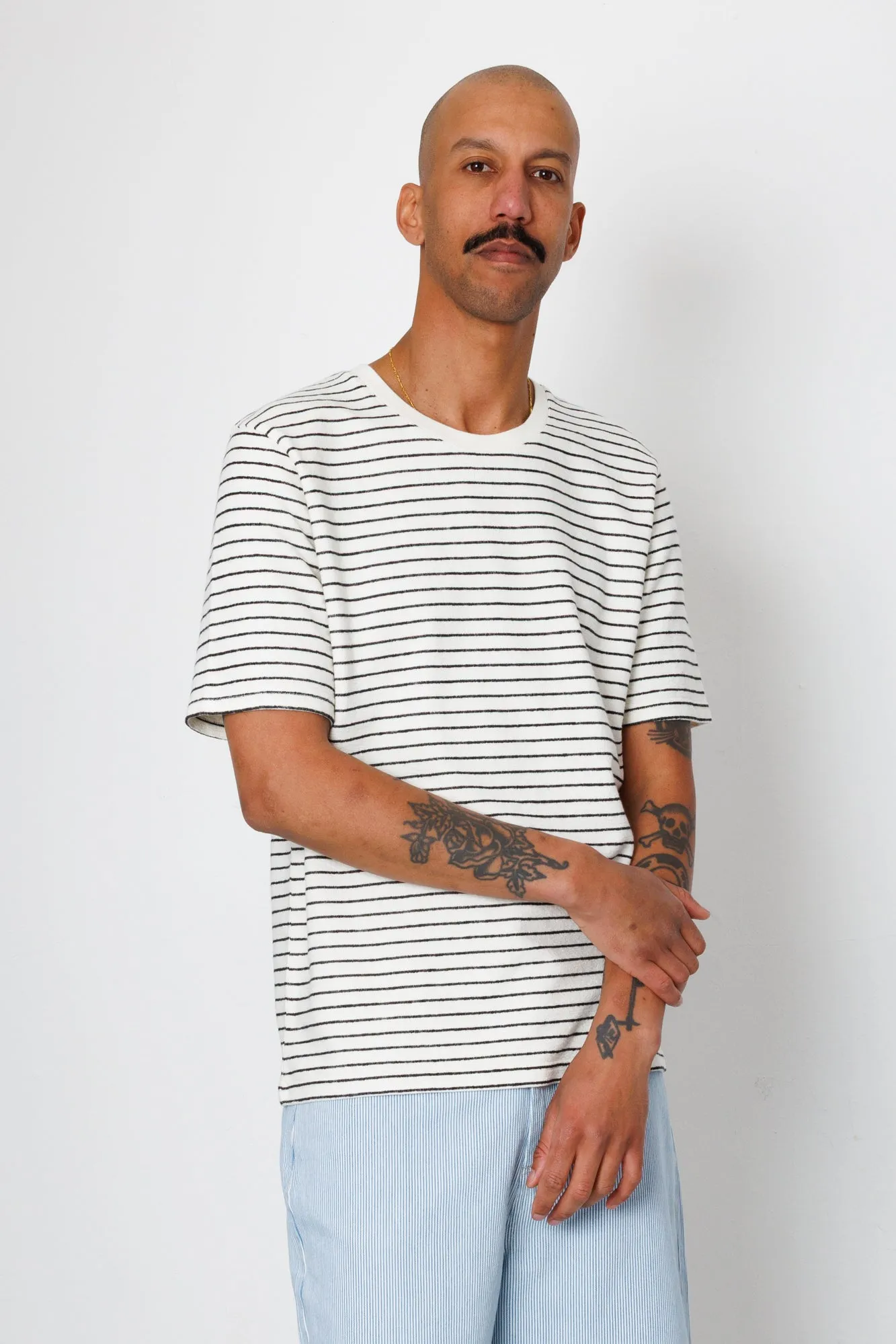 Short Sleeve Textured Striped T-Shirt - Ecru / Black sold by Folk product image thumbnail 4