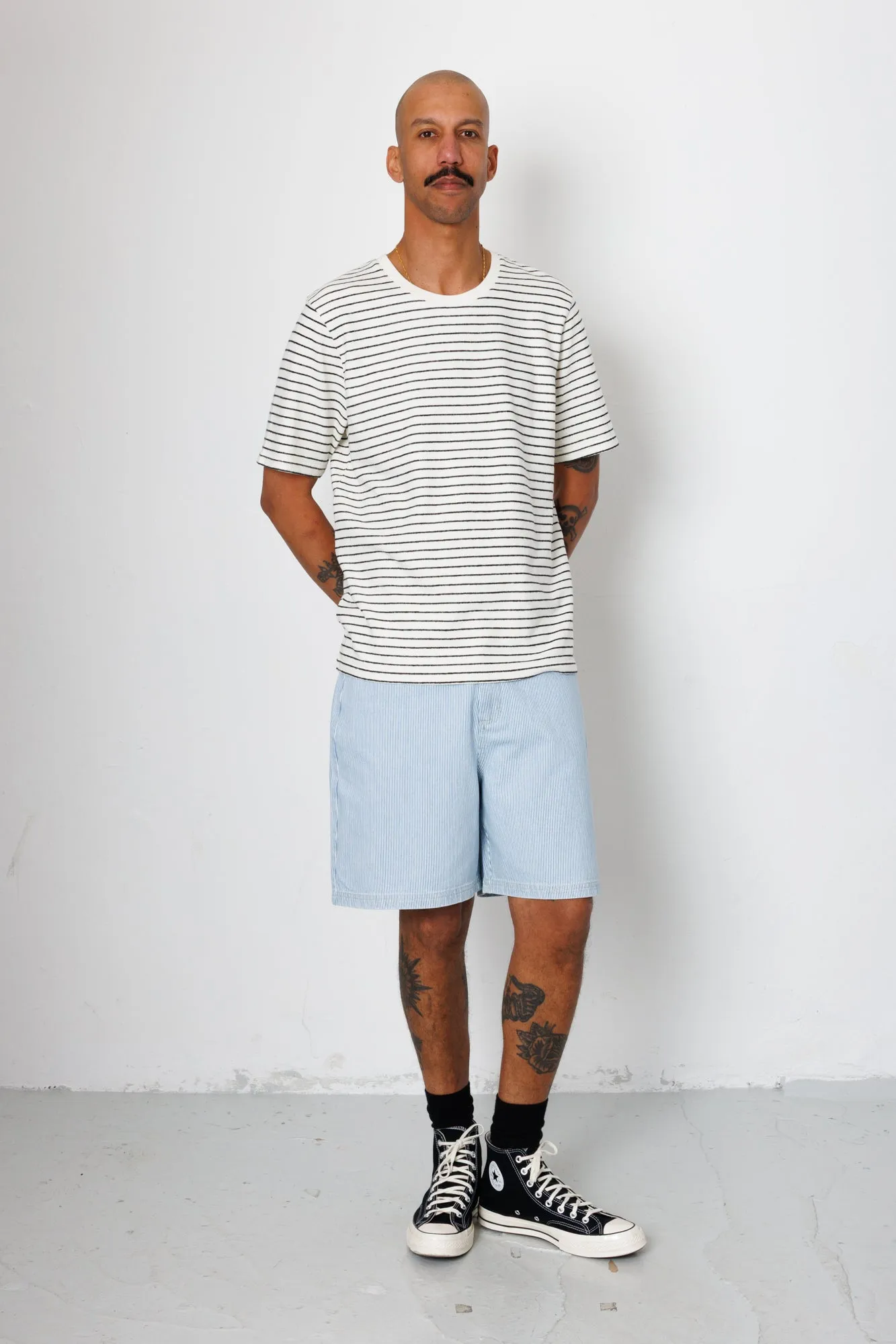 Short Sleeve Textured Striped T-Shirt - Ecru / Black sold by Folk product image thumbnail 2