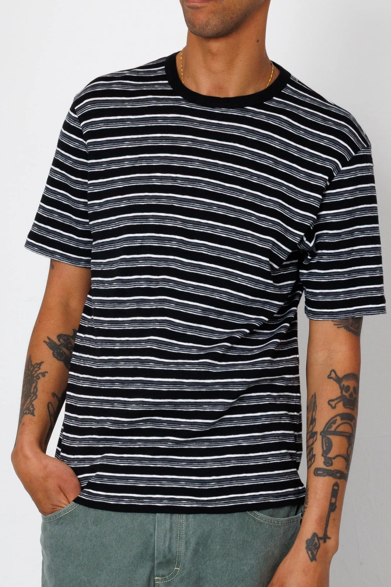 Multistripe T-Shirt - Black Comet Stripe sold by Folk product image thumbnail 3