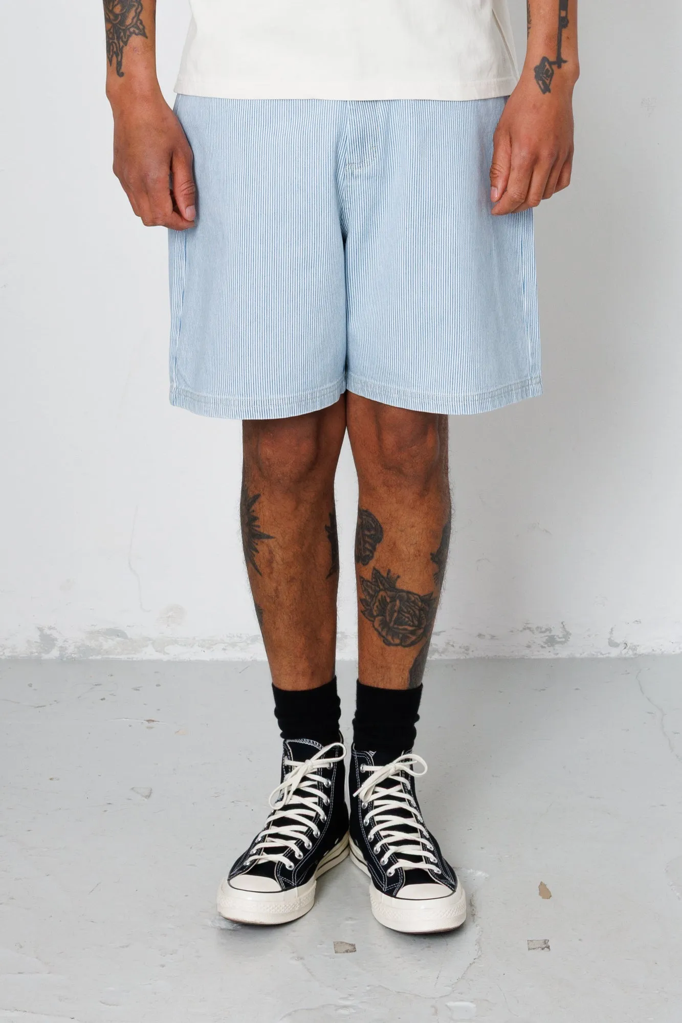 Relaxed Jean Short - Pale Ticking Stripe sold by Folk product image thumbnail 3
