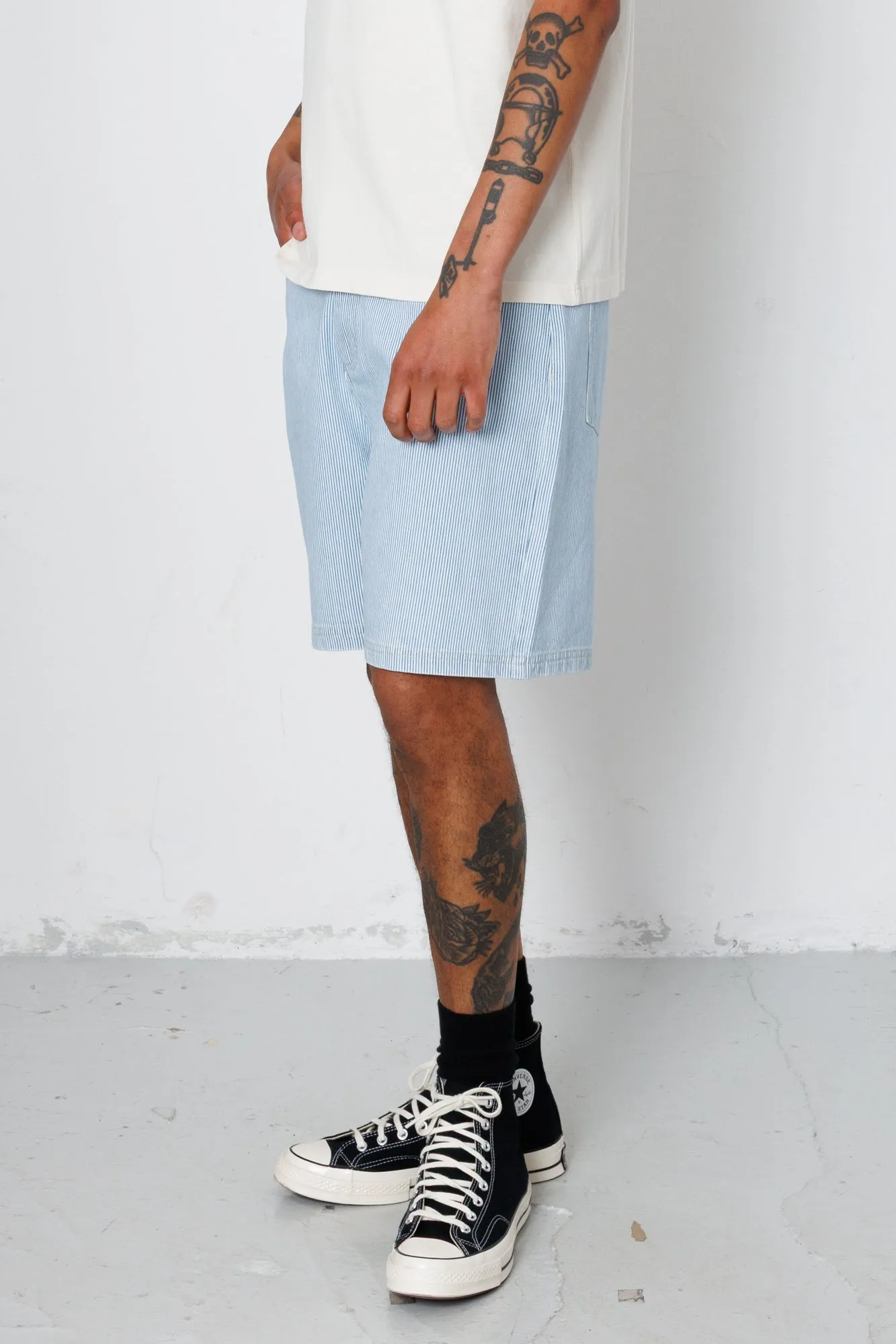Relaxed Jean Short - Pale Ticking Stripe sold by Folk product image thumbnail 4
