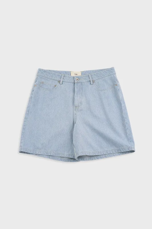 Relaxed Jean Short - Pale Ticking Stripe made by Folk
