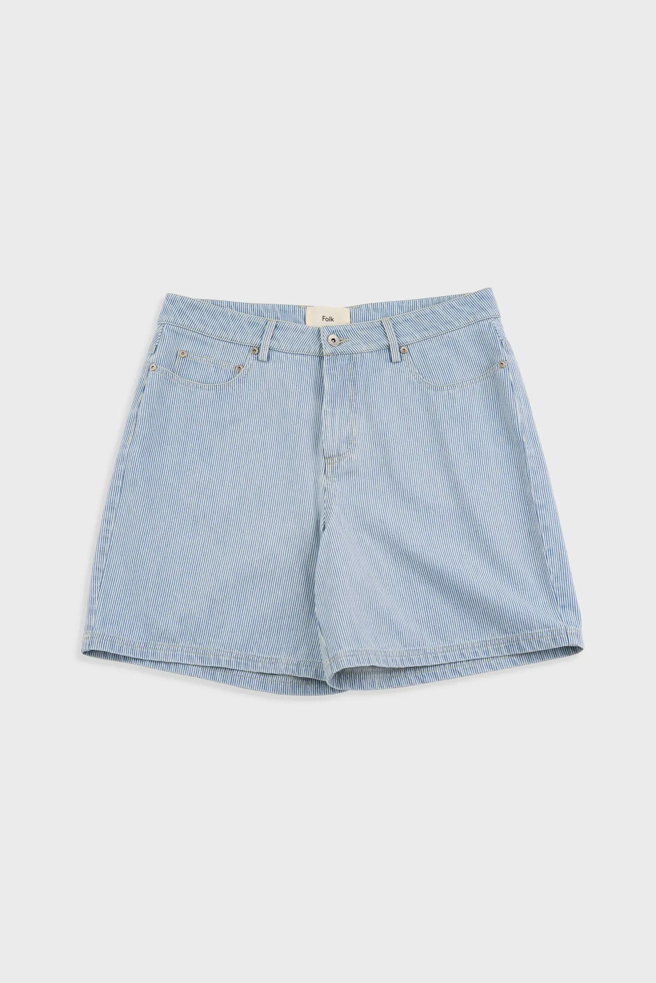 Relaxed Jean Short - Pale Ticking Stripe sold by Folk