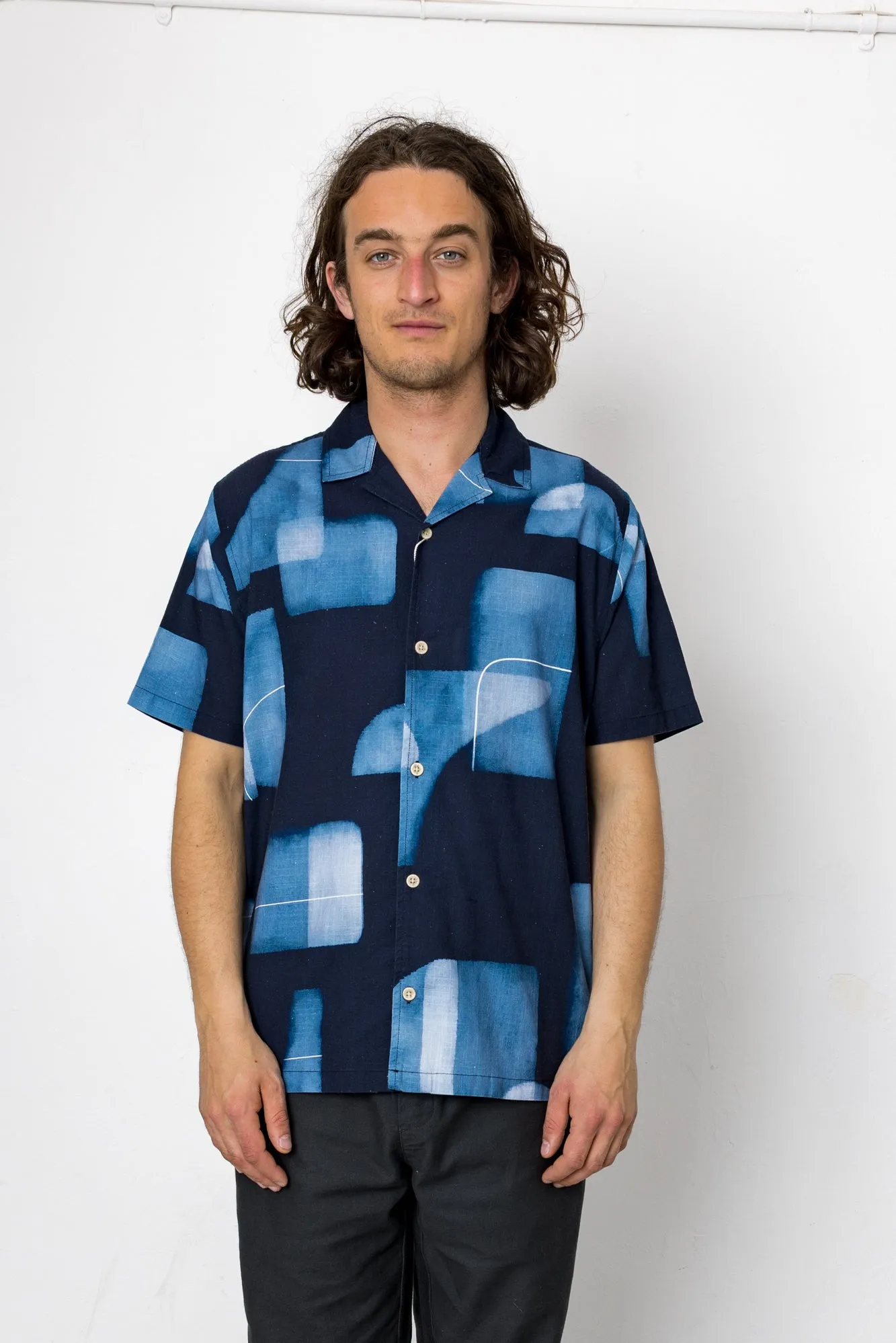 Ritchie Shirt - Indigo Print sold by Folk