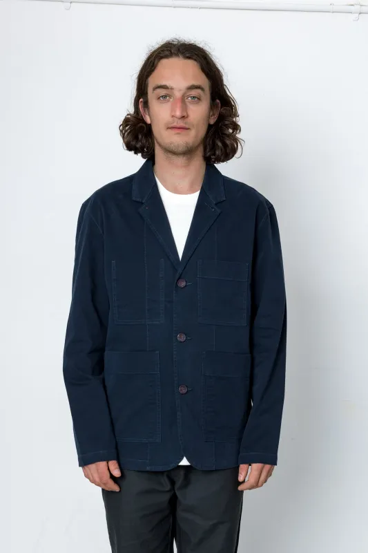 Capri Cotton Blazer - Washed Navy made by Folk