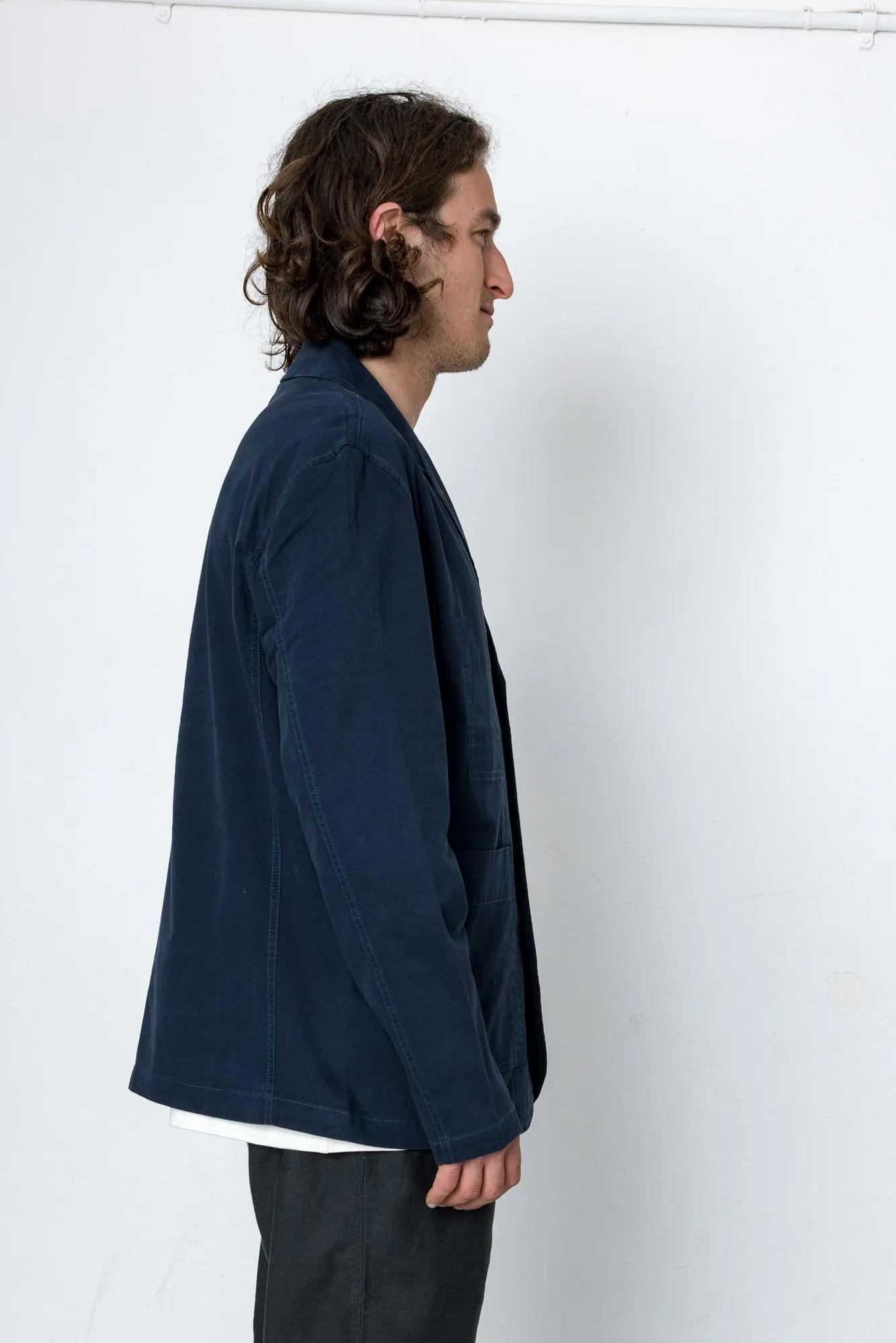 Capri Cotton Blazer - Washed Navy sold by Folk product image thumbnail 3
