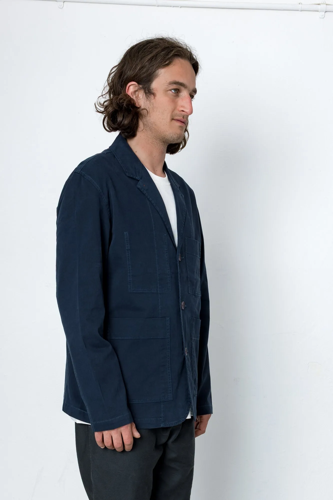 Capri Cotton Blazer - Washed Navy sold by Folk product image thumbnail 2
