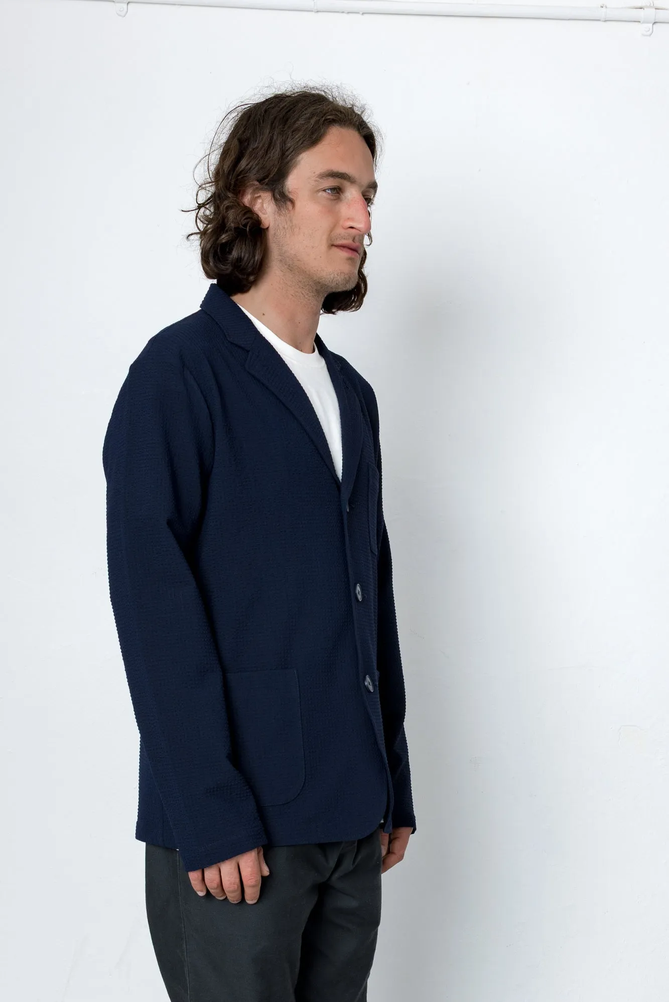 Geno Seersucker Blazer - Navy sold by Folk product image thumbnail 2