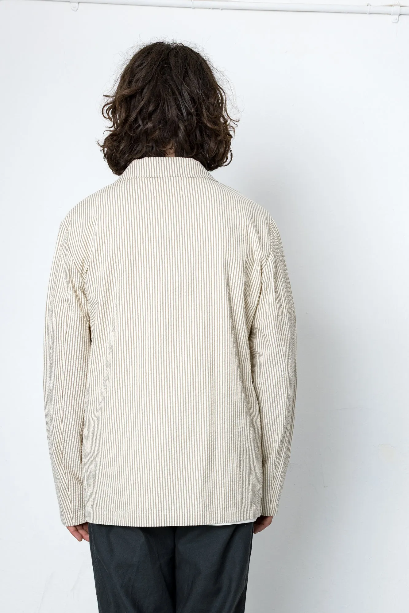Seersucker 3 Button Blazer - Cappucino Stripe sold by Folk product image thumbnail 4